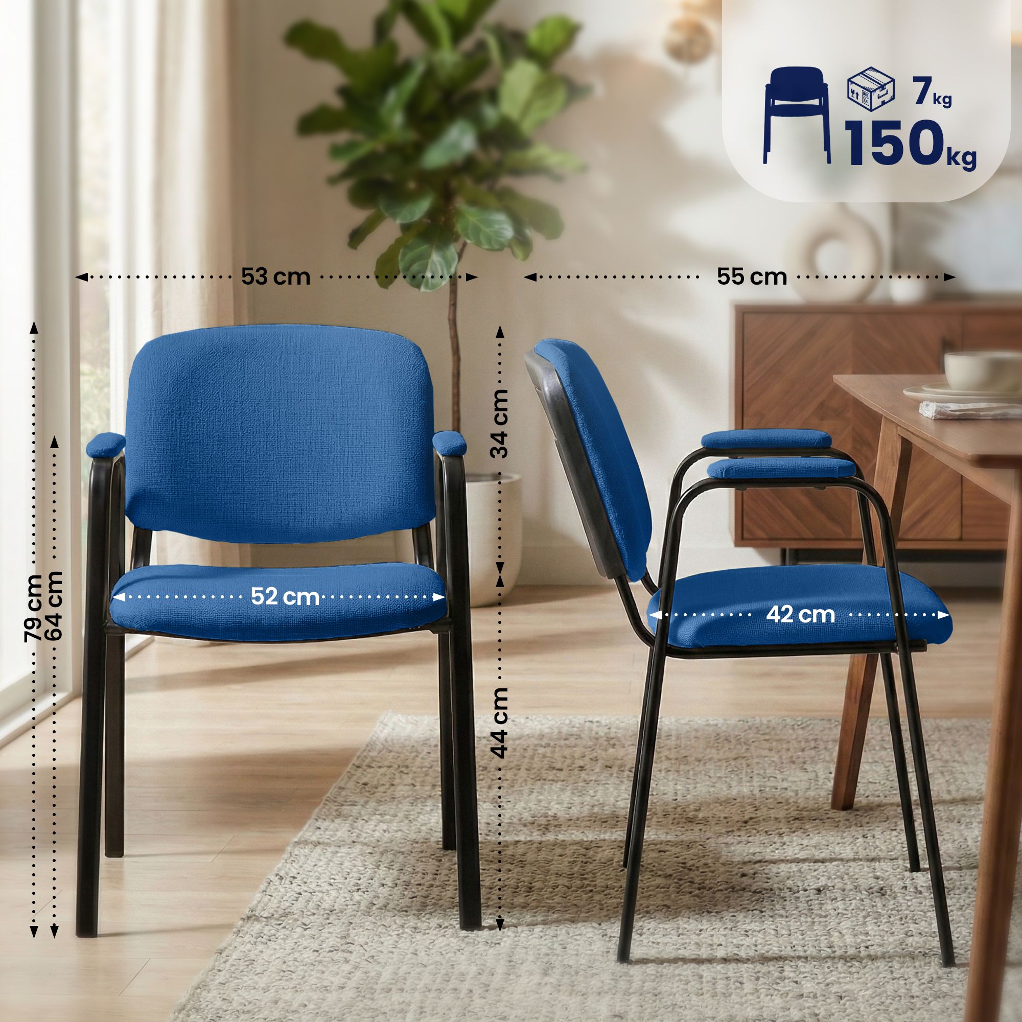 Lot de 4 Chaises Empilables Ken Pro en Tissu
