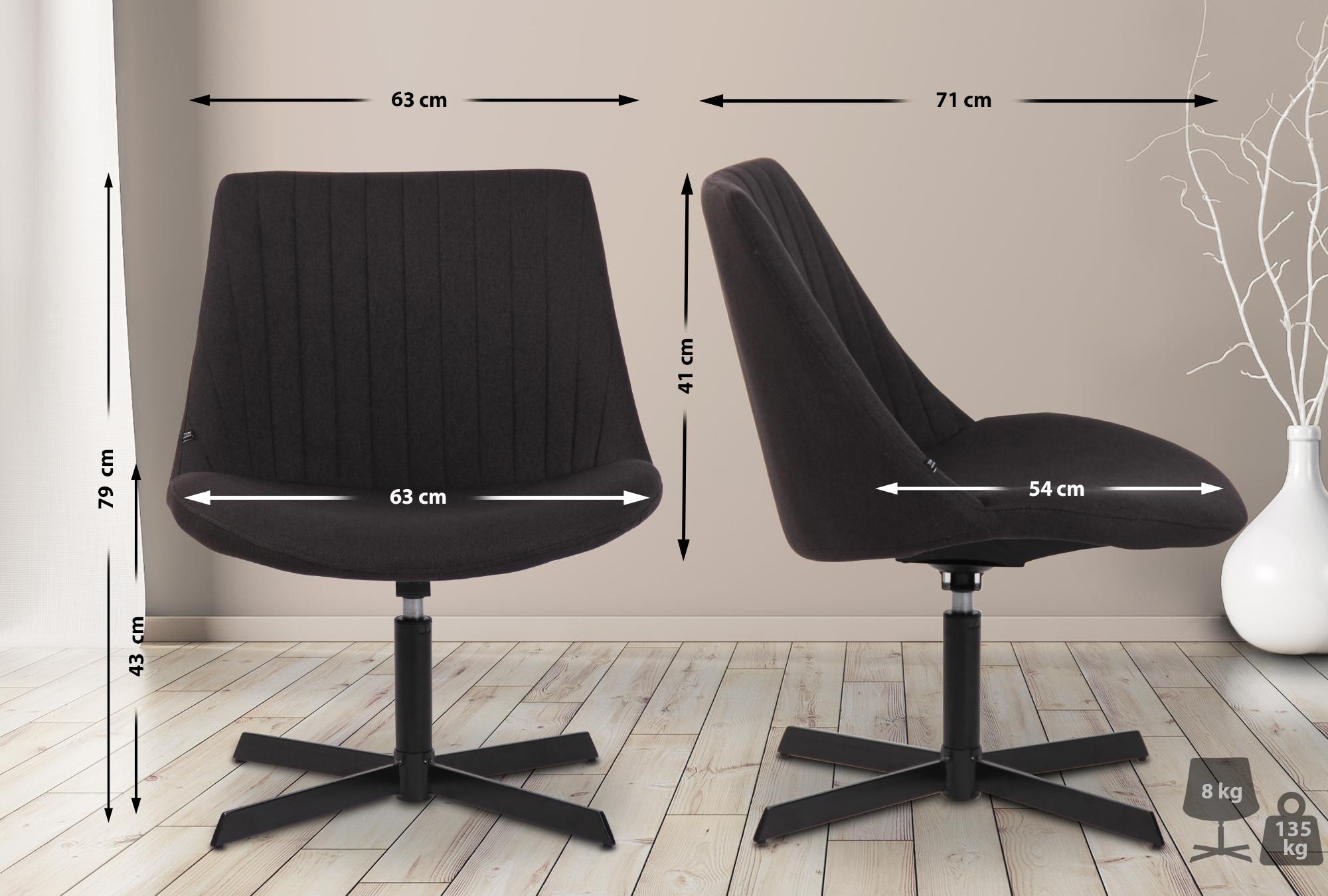 Chaise lounge Granby en Tissu avec Pied en métal