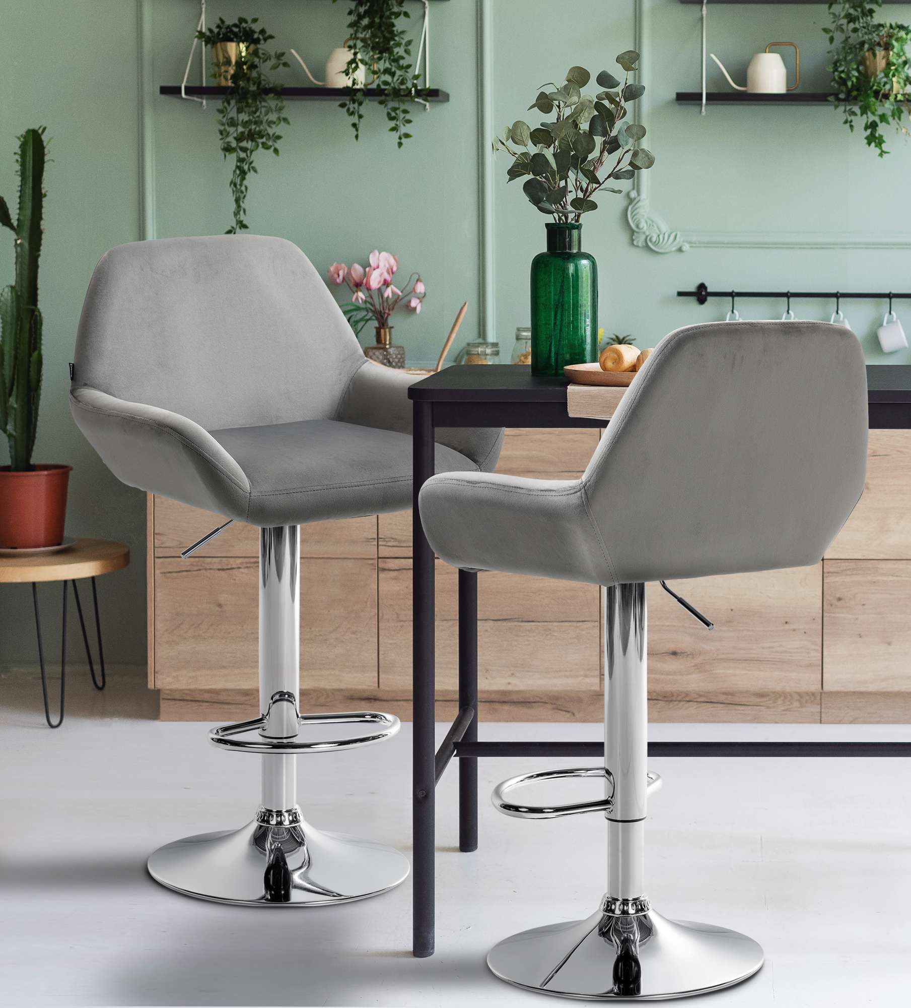 Ensemble de 2 tabourets de bar Braga en velours