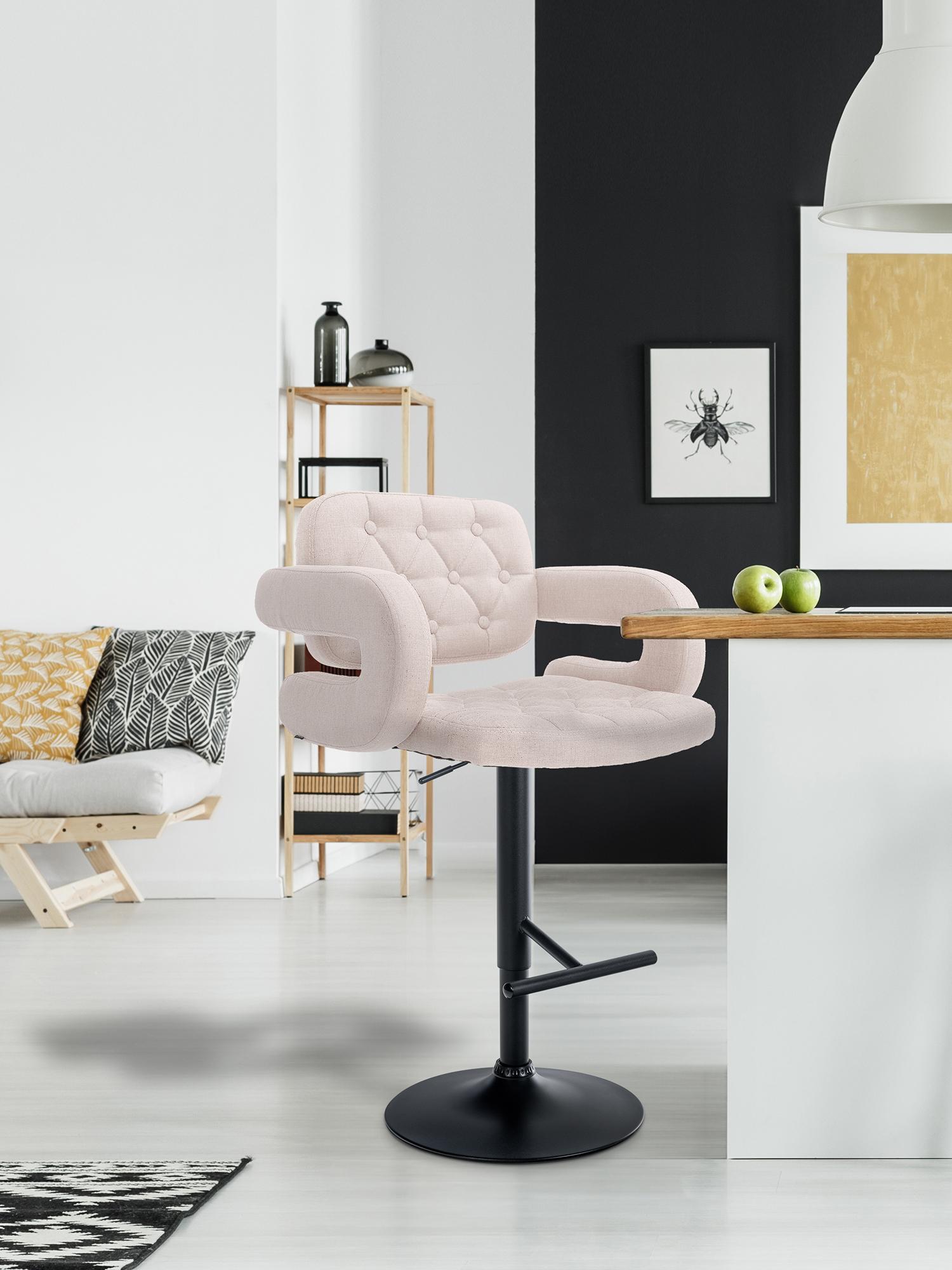 Tabouret de bar Dublin Tissu avec pied en métal
