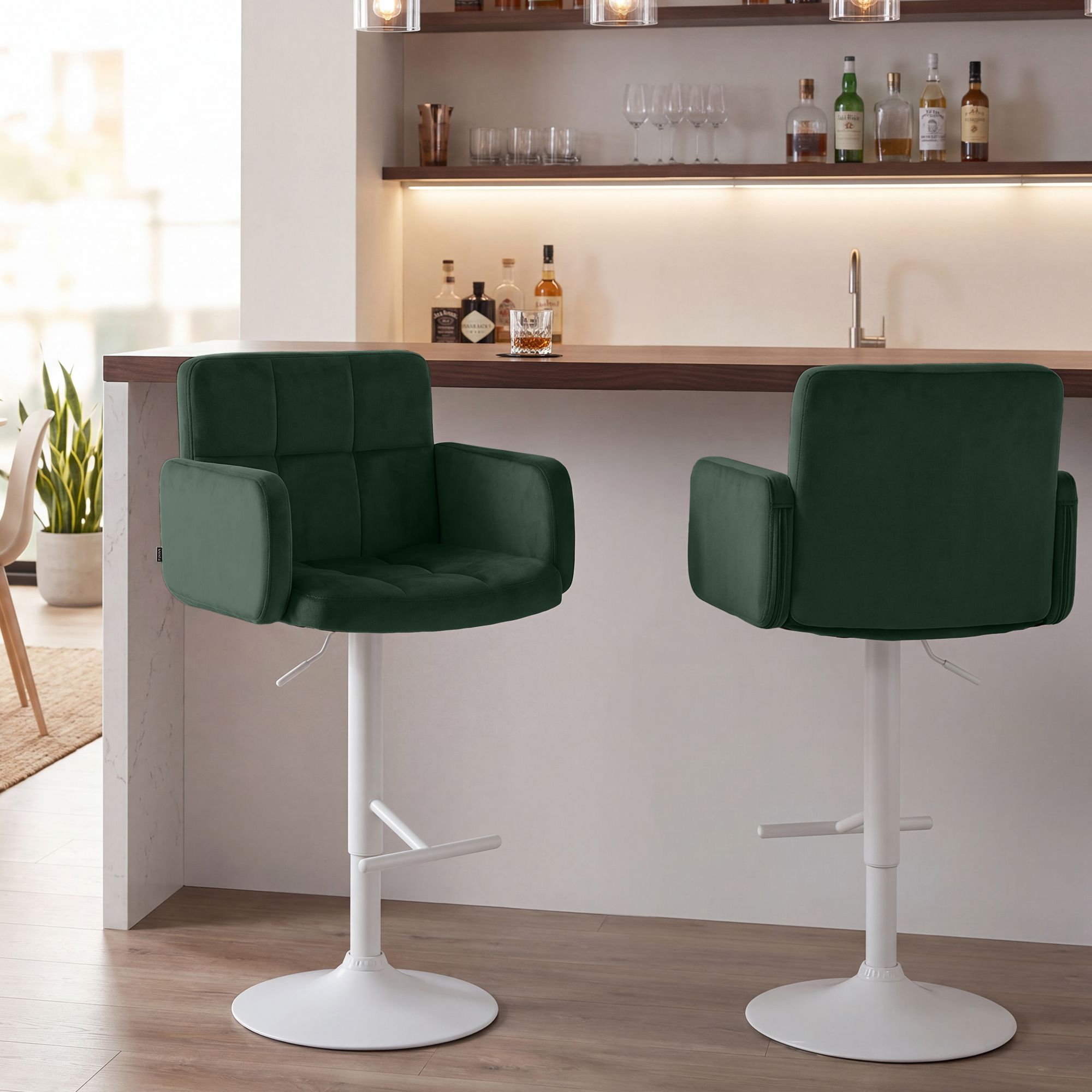 Lot de 2 tabourets de bar Los Angeles velours