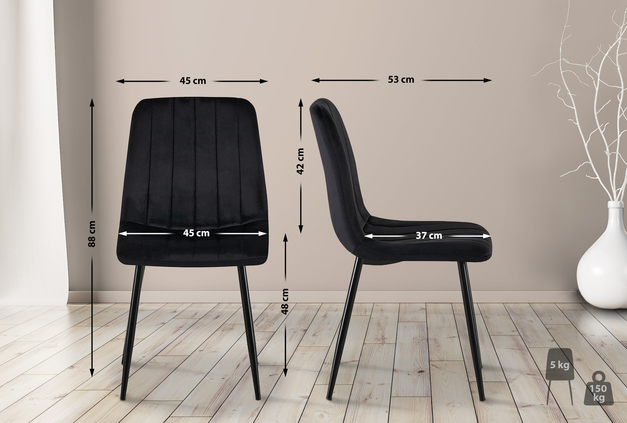 Chaise de salle à manger Dijon avec Piètement en métal noir