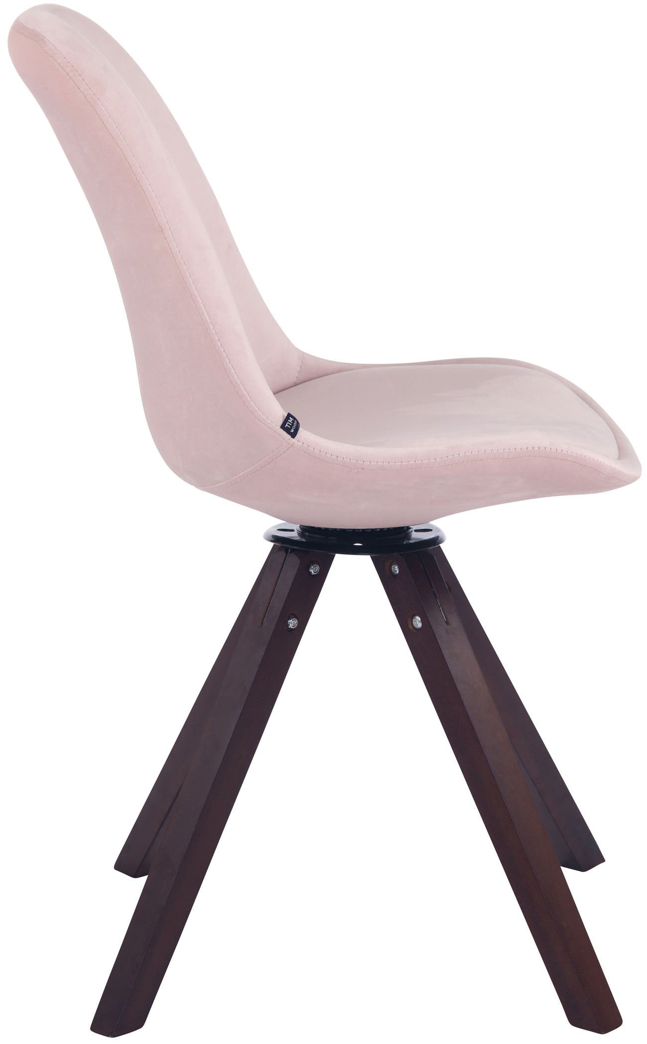 Chaise visiteur Troyes en velours avec piétement Carré en bois de hêtre ou de chêne