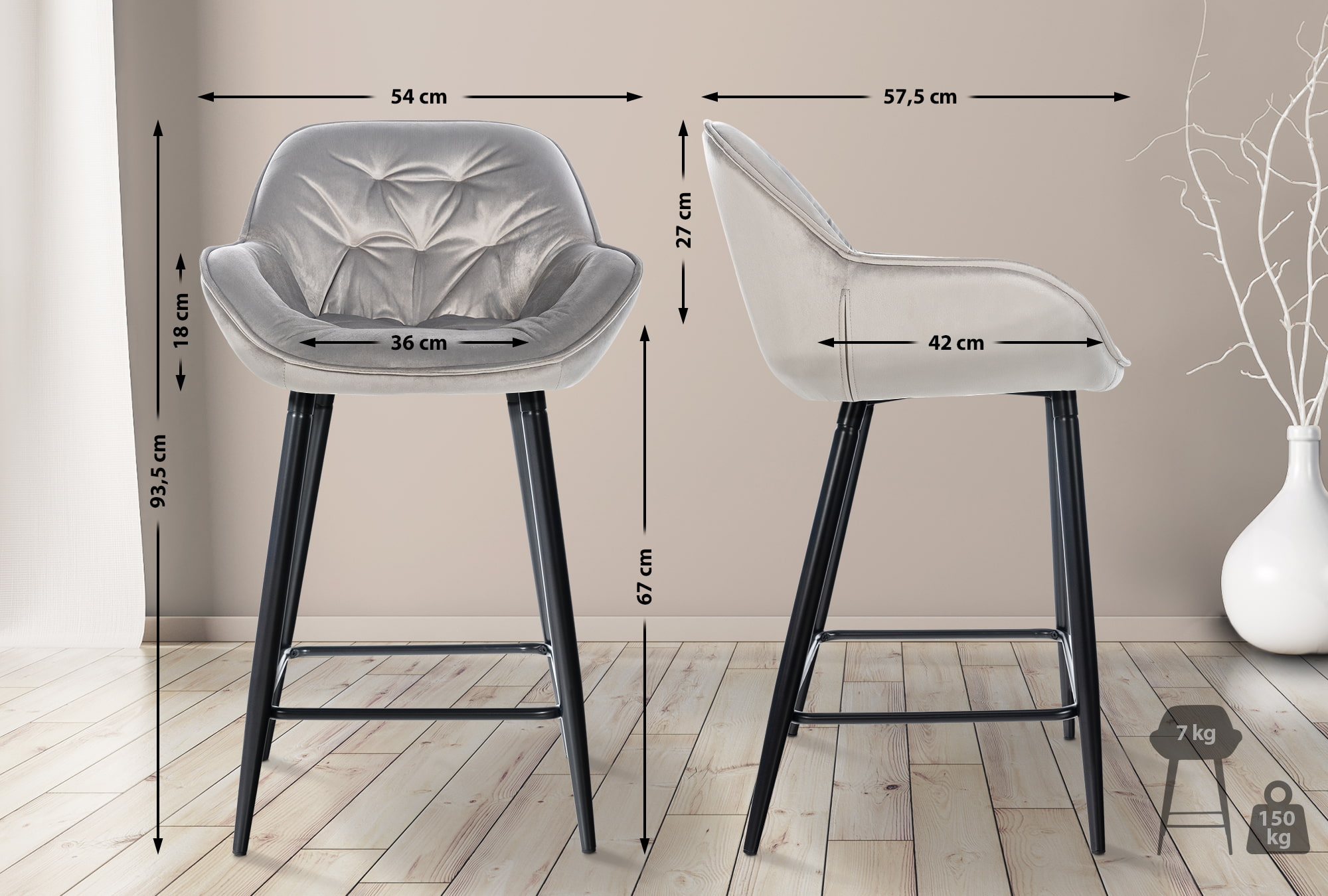 Tabouret de bar Gibson avec Pieds en Métal