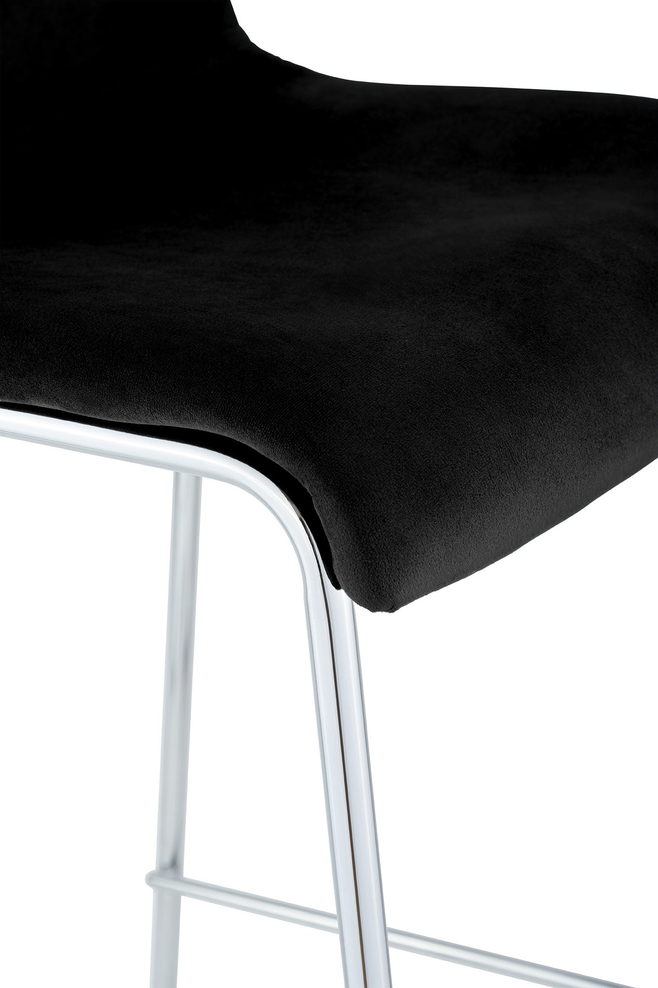 Tabouret de bar Hover velours structure à quatre pieds chromée