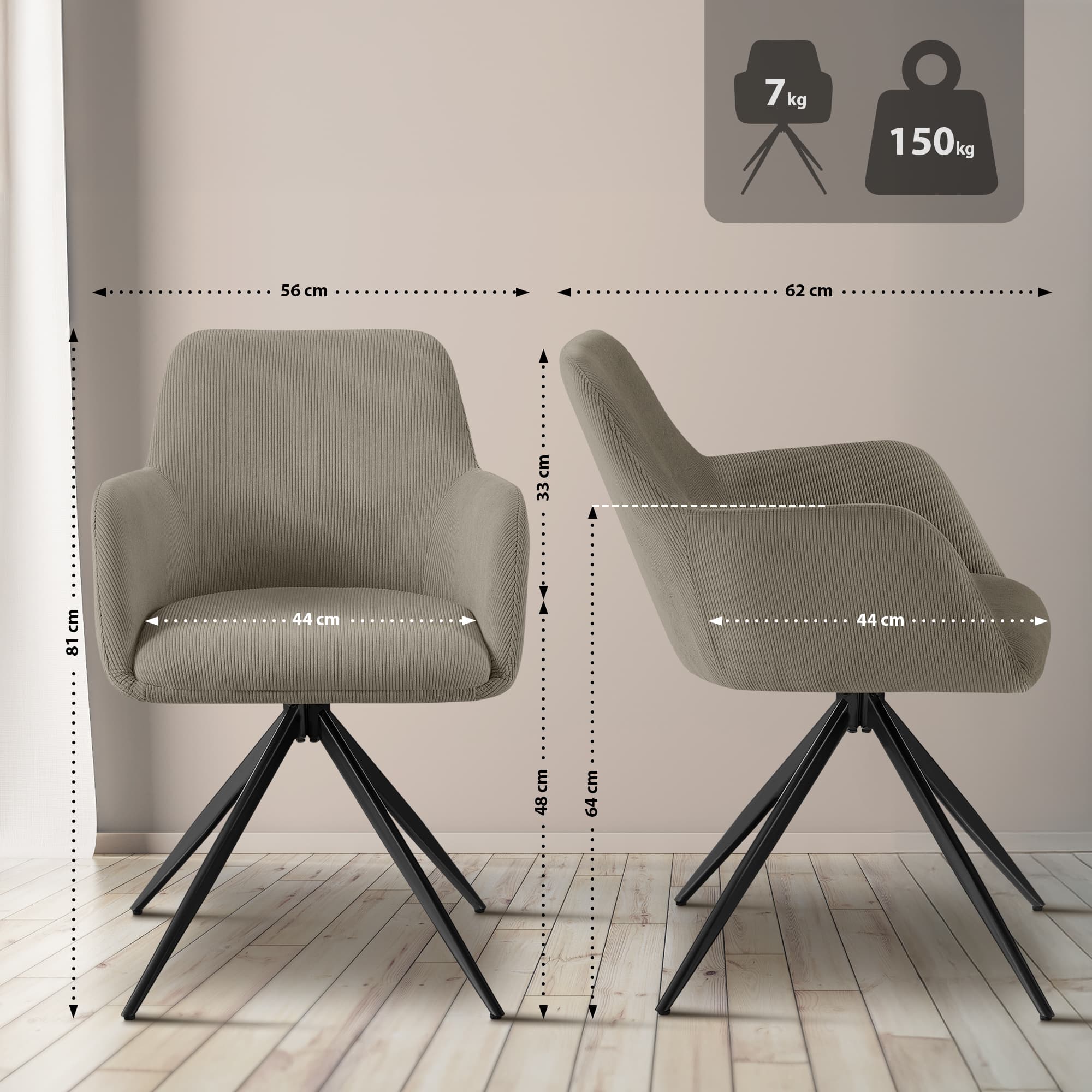 Chaise de salle à manger Olema Cord