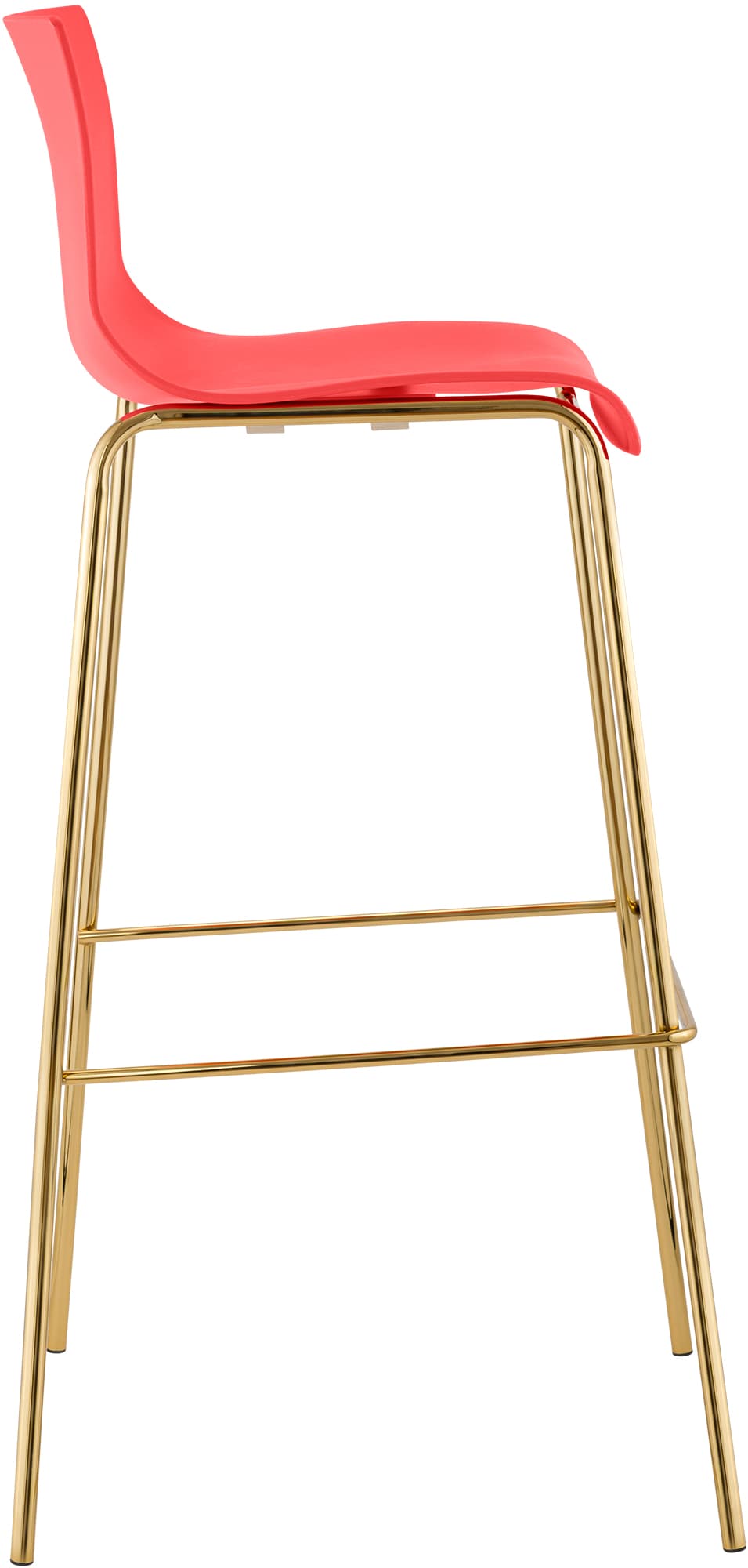 Tabouret de bar Hover plastique piètement 4 pieds or