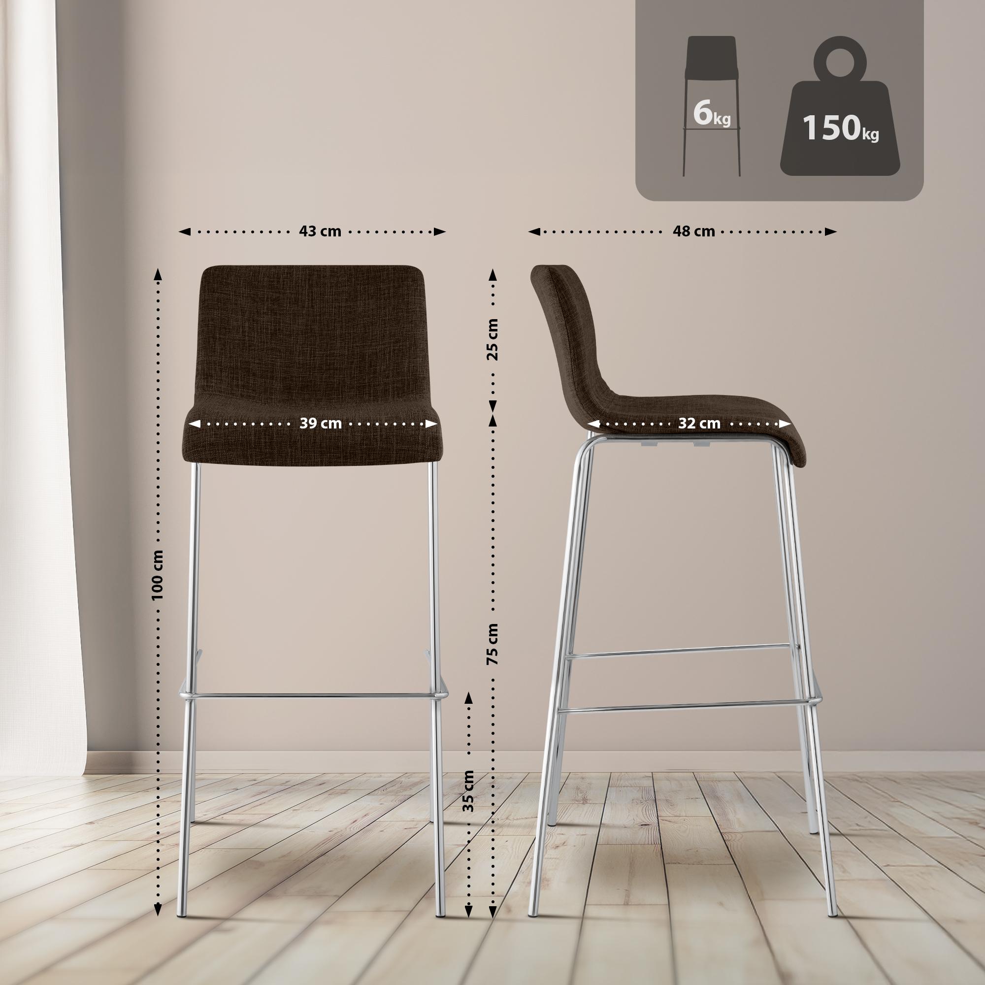 Tabouret de bar Hover en tissu avec pied a 4 branches