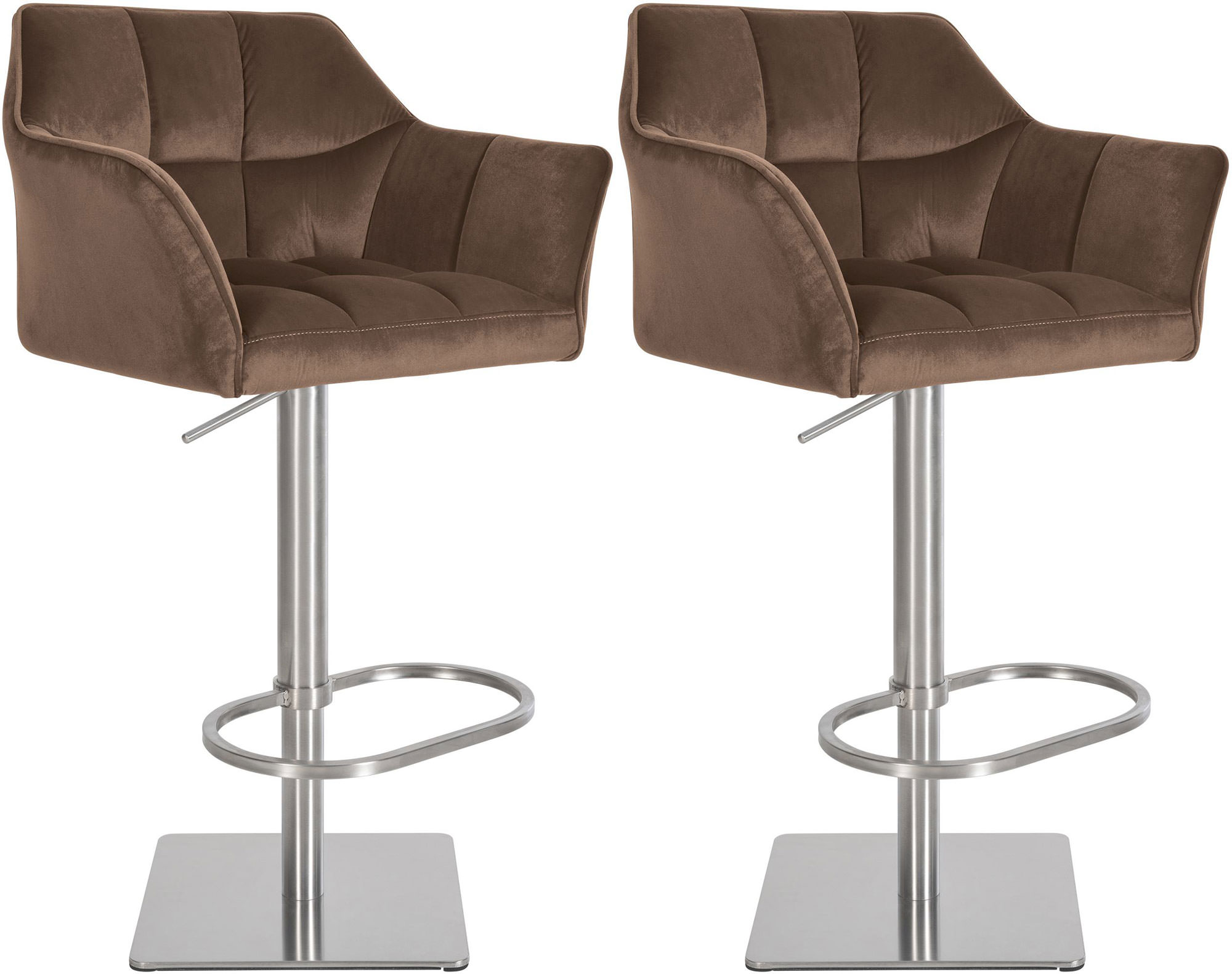 Lot de 2 tabourets de bar Damaso en velours