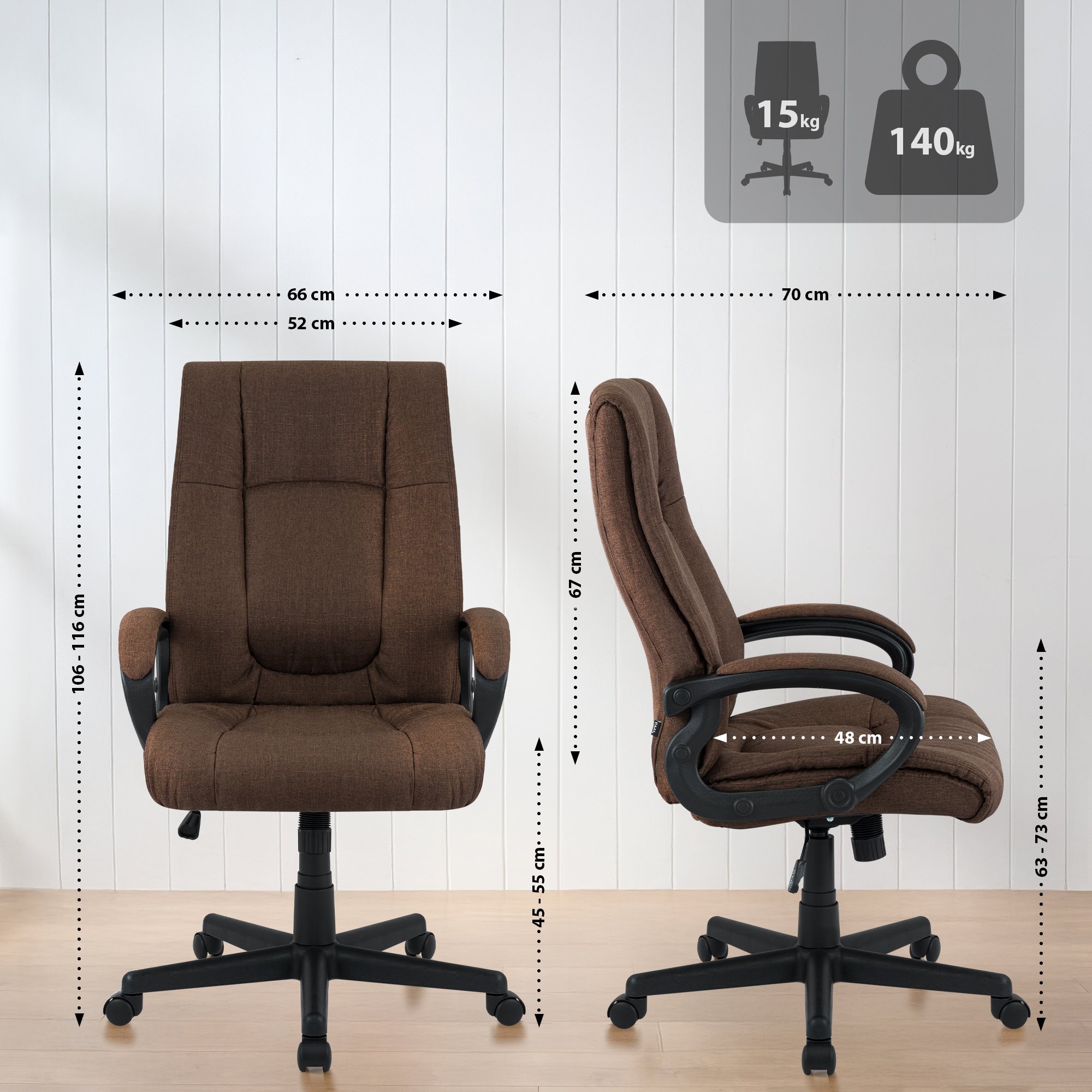 Chaise de Bureau XL Sparta Tissu