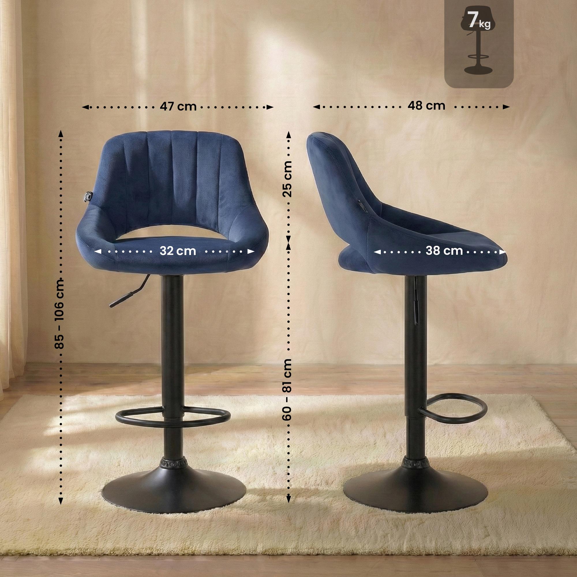 Lot de 2 tabourets de bar Milet en velours