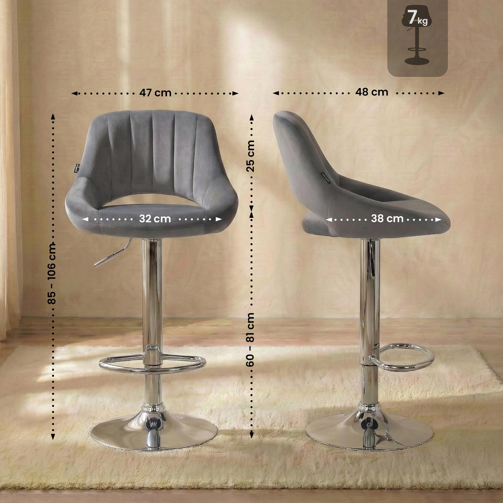 Tabouret de bar Milet en velours