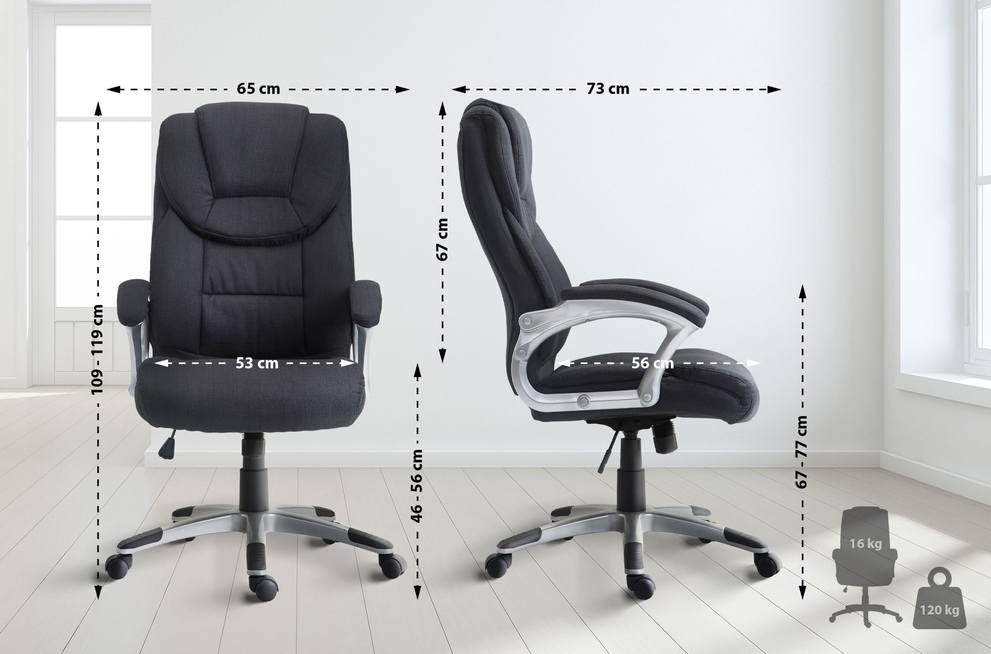 Fauteuil de bureau XL Texas tissu