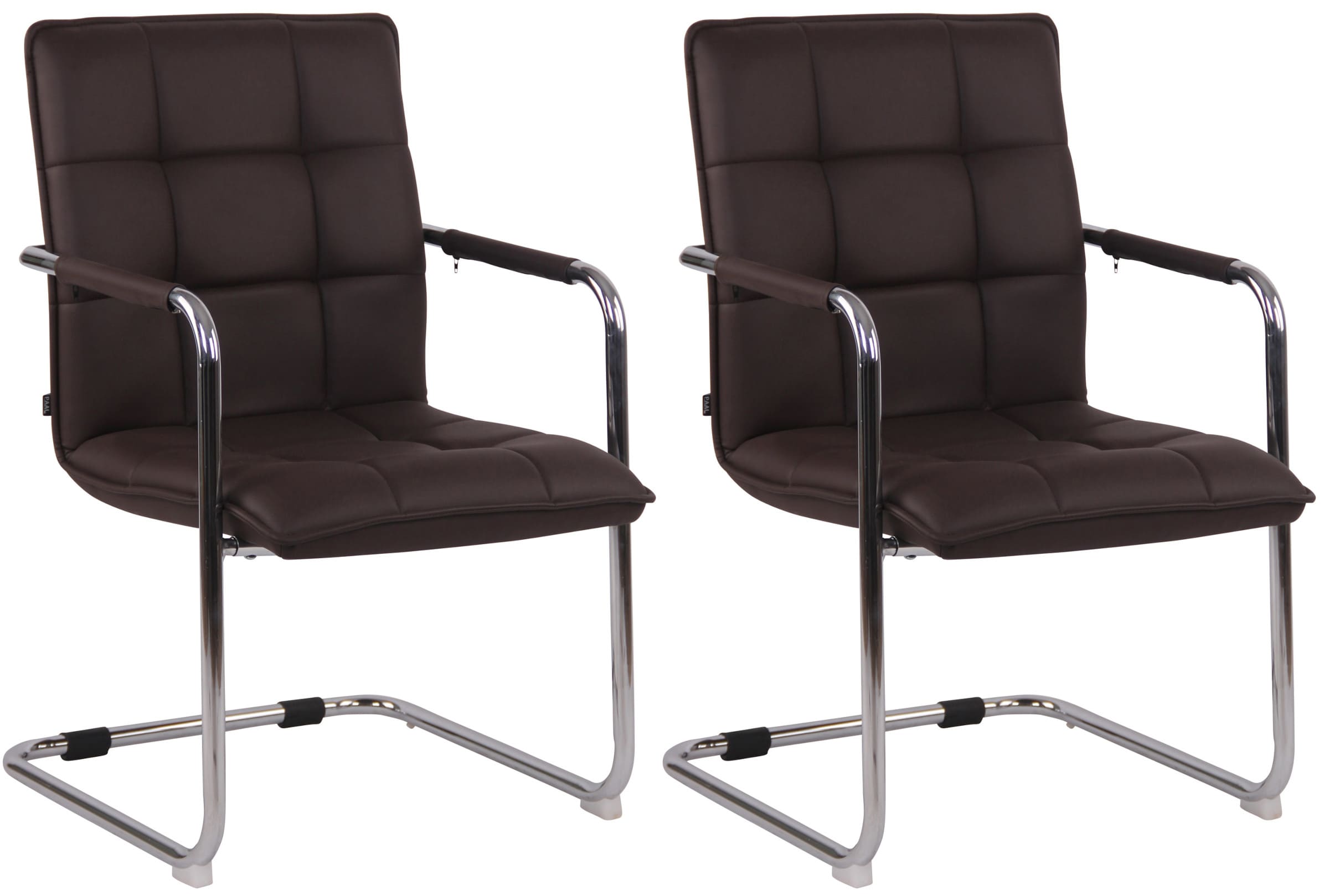Lot de 2 Chaises Cantilever Gandia en Similicuir et pieds en Métal