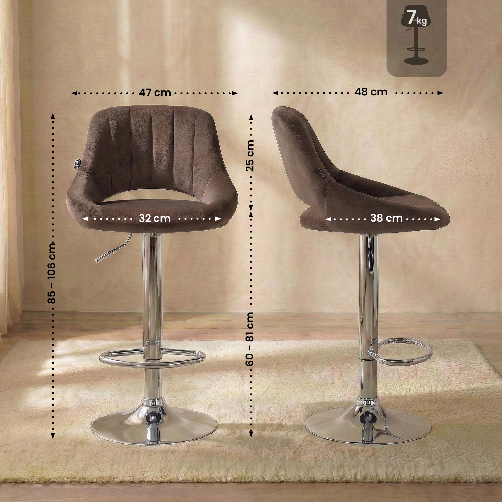 Lot de 2 tabourets de bar Milet en velours