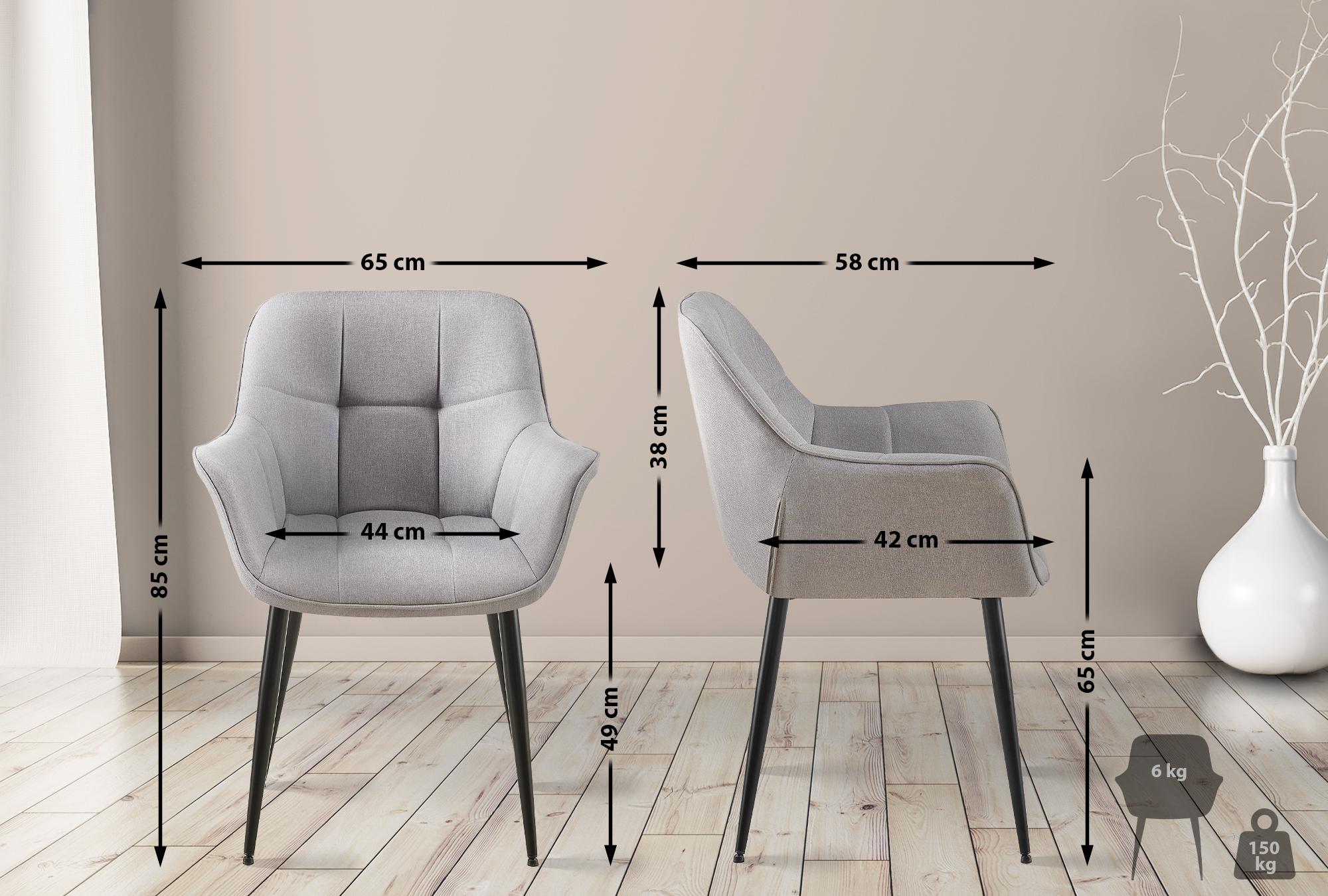 Chaise de salle à manger Roseville avec accoudoirs et pieds en métal