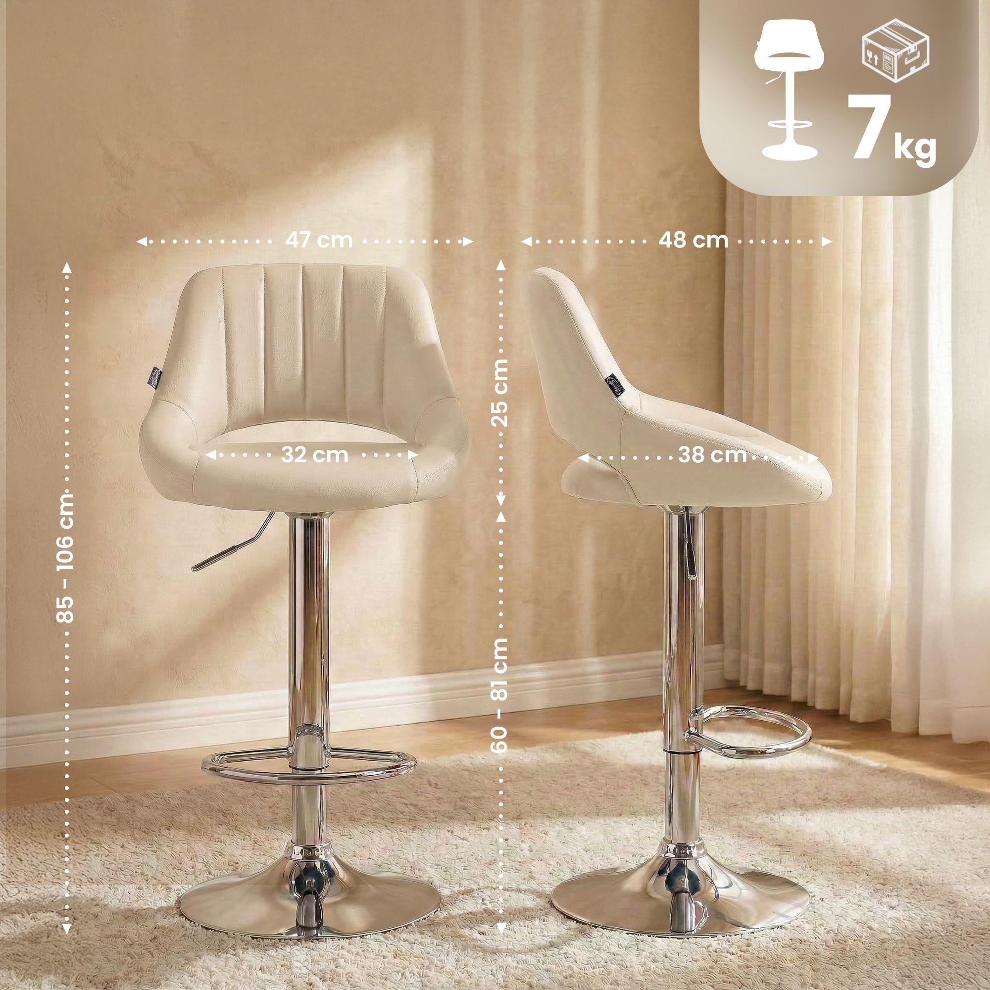 Lot de 2 tabourets de bar Milet en similicuir