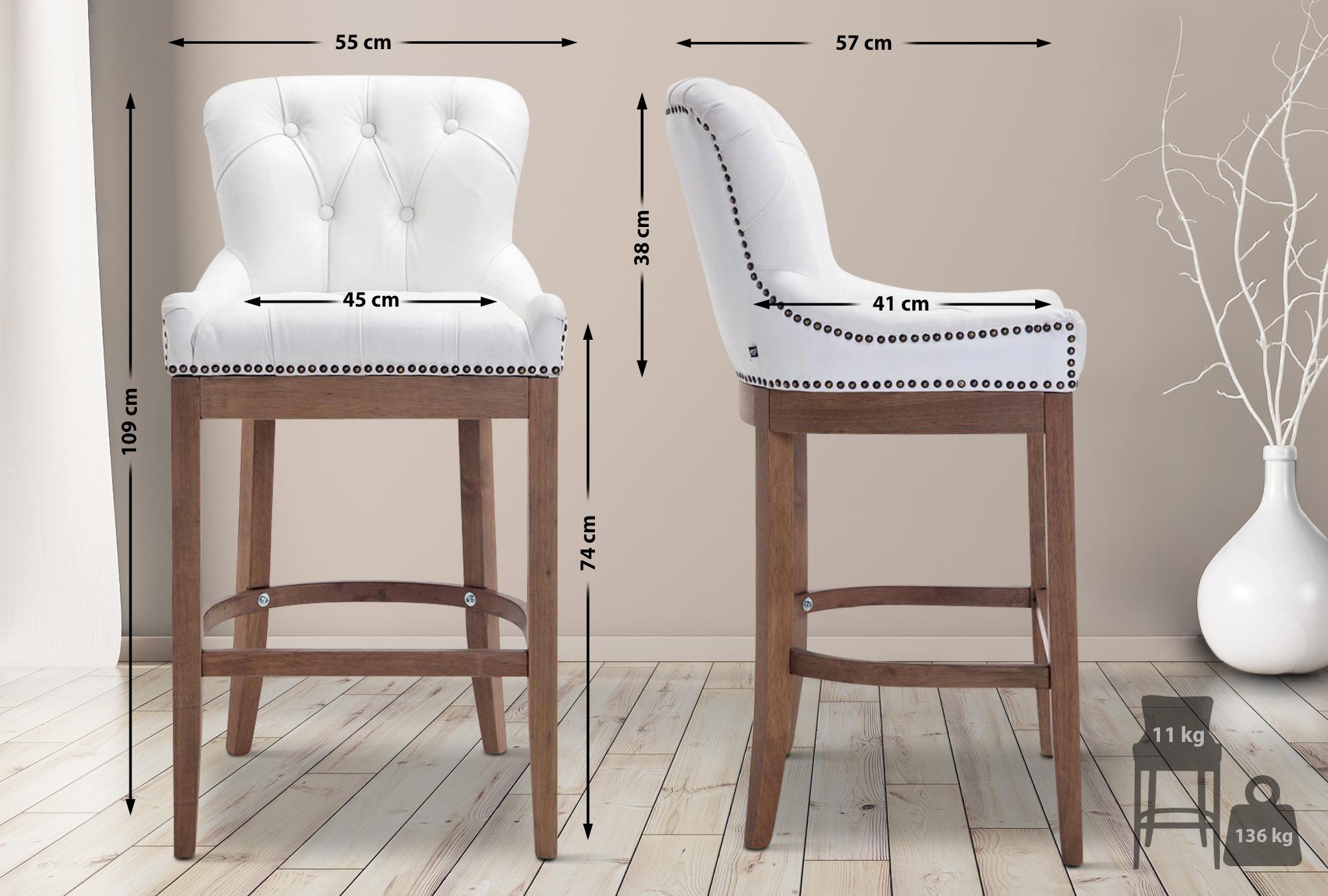 Tabouret de bar Lakewood antique-clair cuir véritable