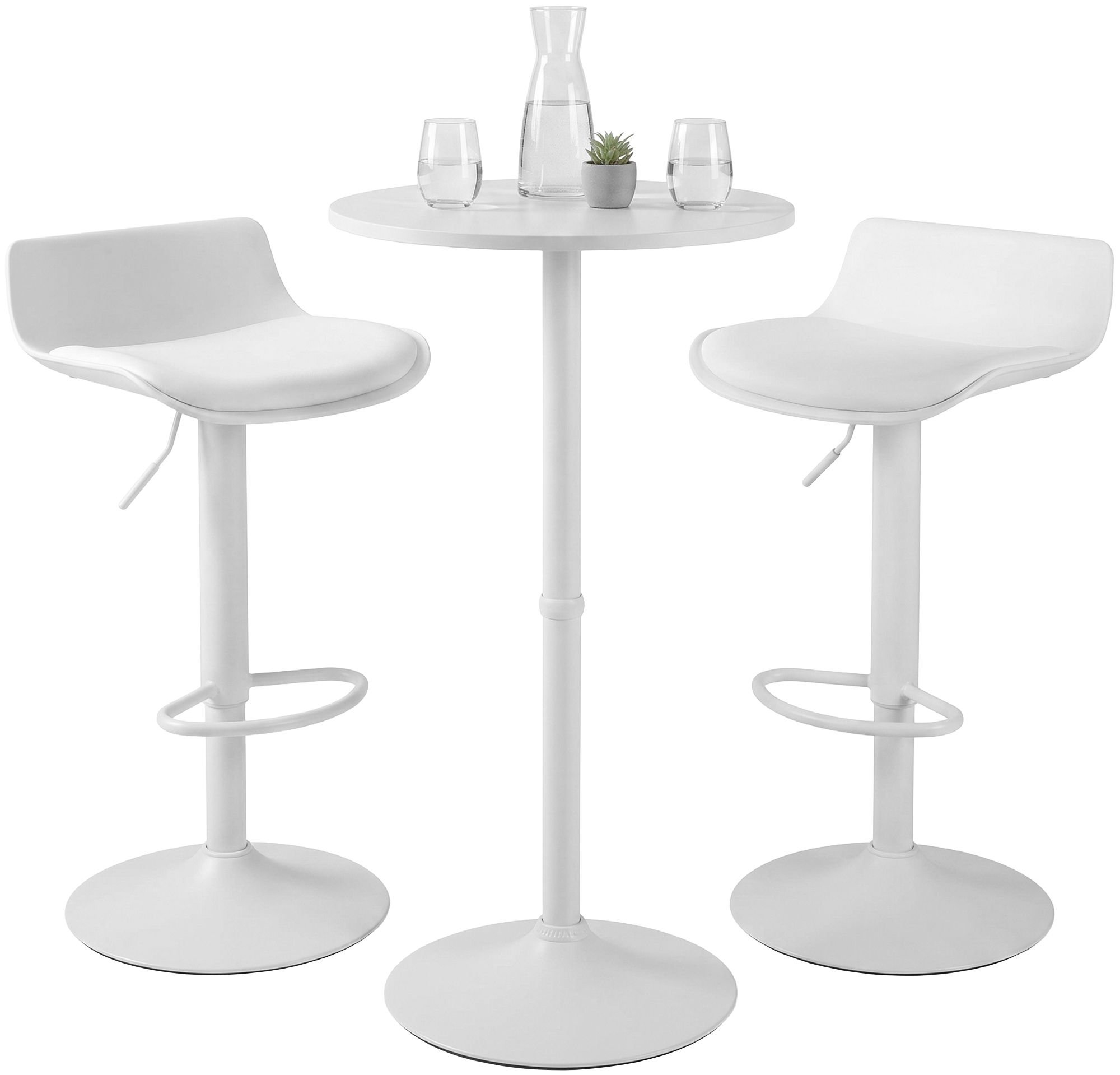 Ensemble table haute Navo avec 2 tabourets de bar en similicuir