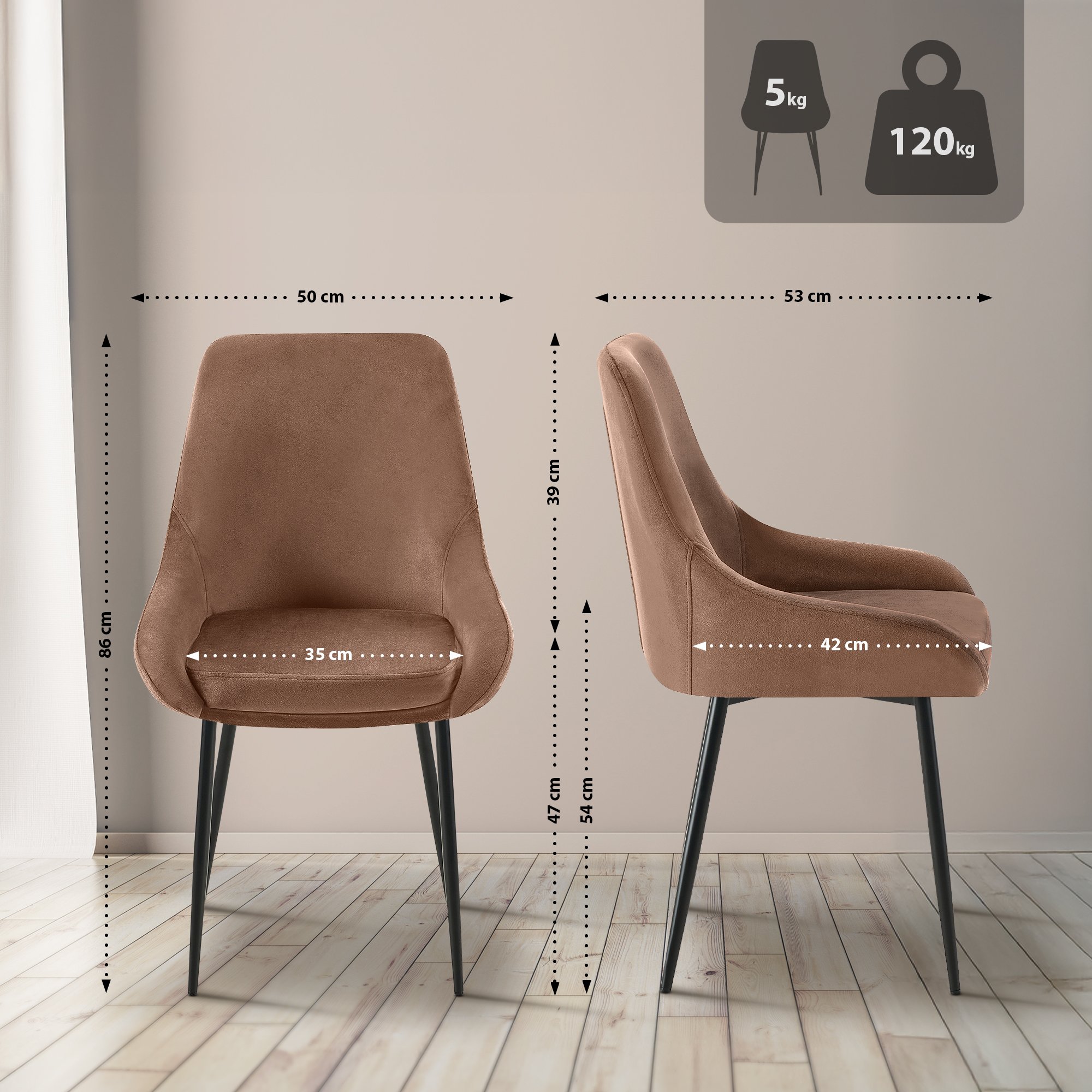 Lot de 2 chaises de salle à manger Elmira