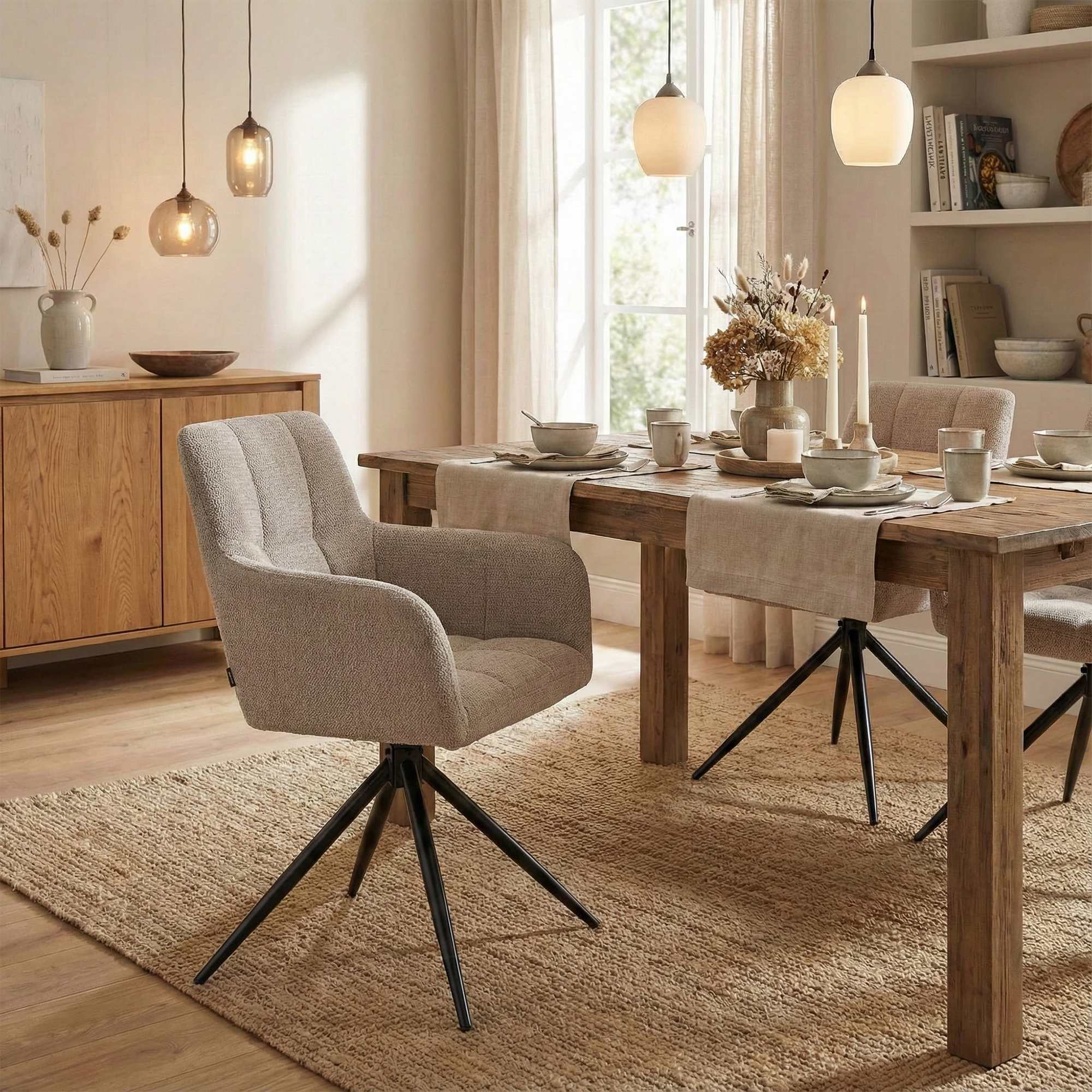 Lot de 2 chaises de salle à manger Jonah en tissu