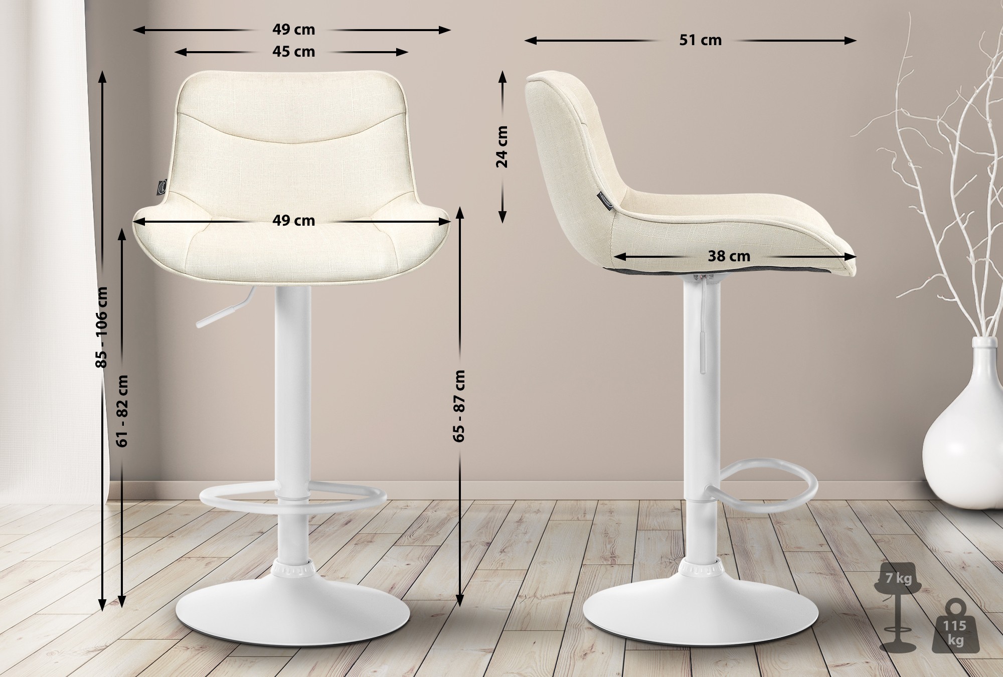 Tabouret de bar Vonore Tissu