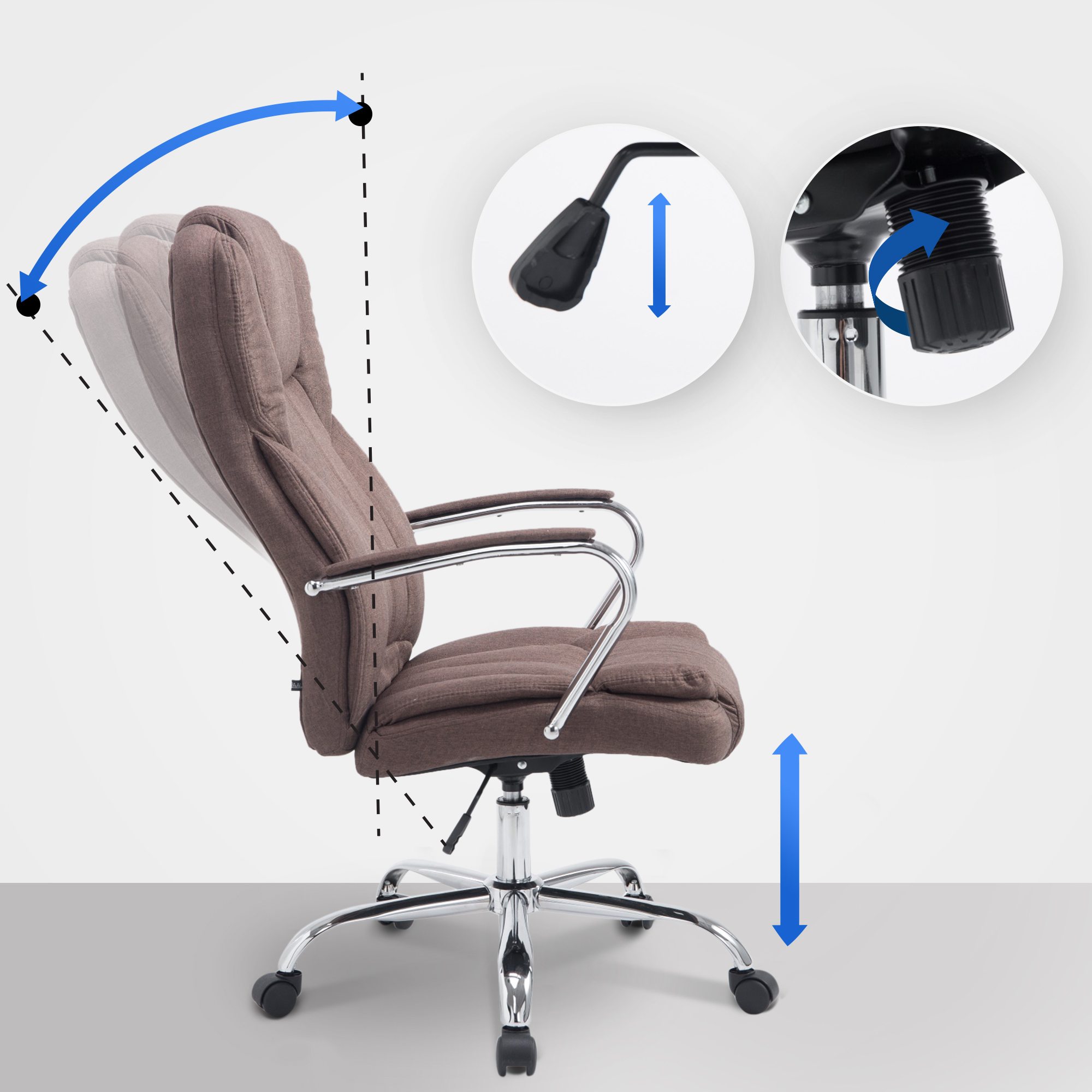 Fauteuil de bureau XXL Xanthos en Tissu capacité de charge de 210 kg