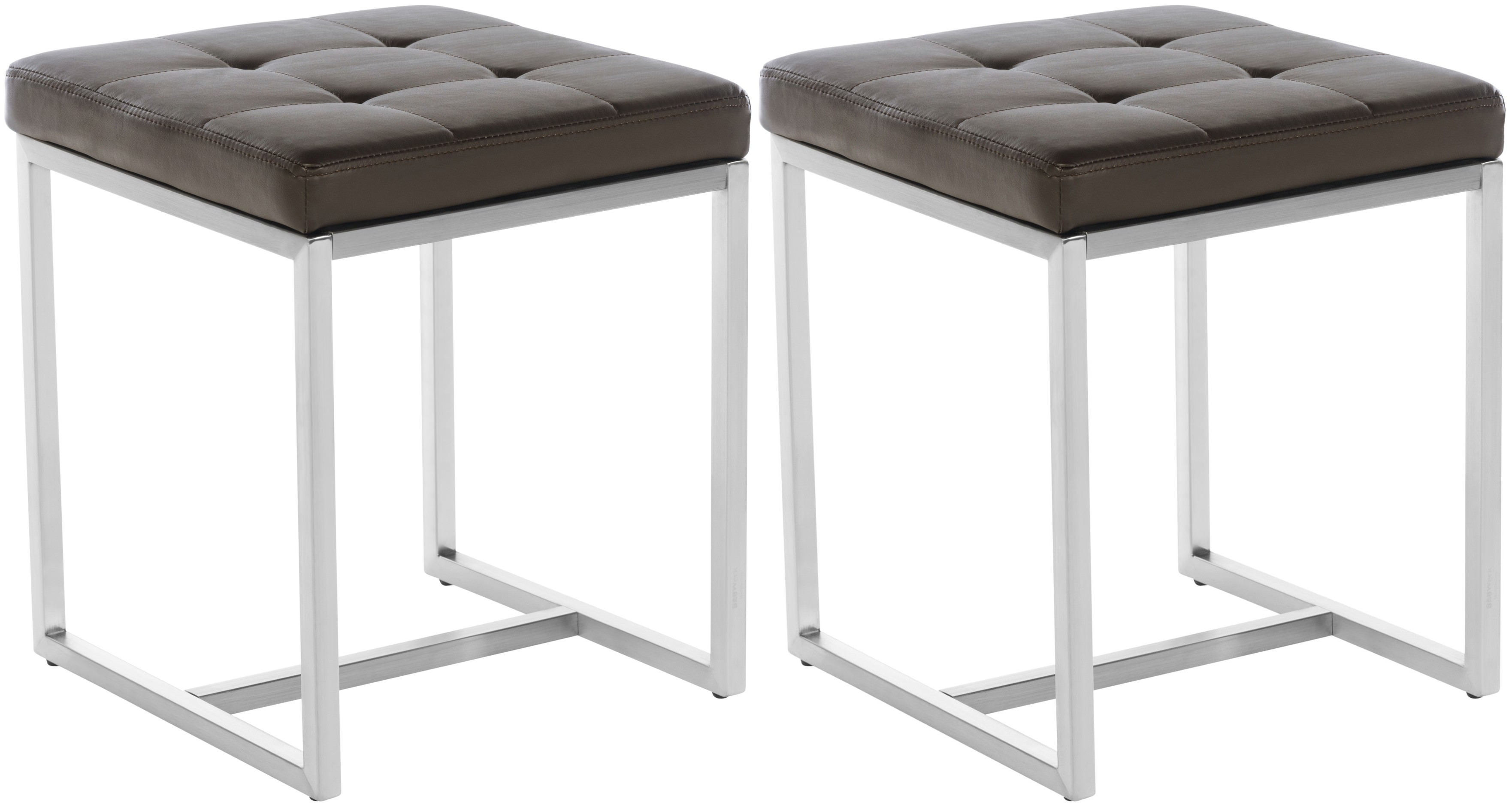 Lot de 2 tabourets bas Barci en similicuir