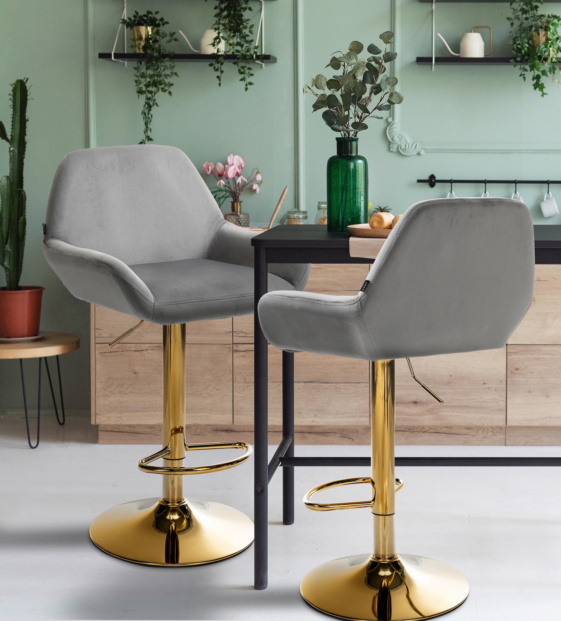 Tabouret de bar Braga or velours