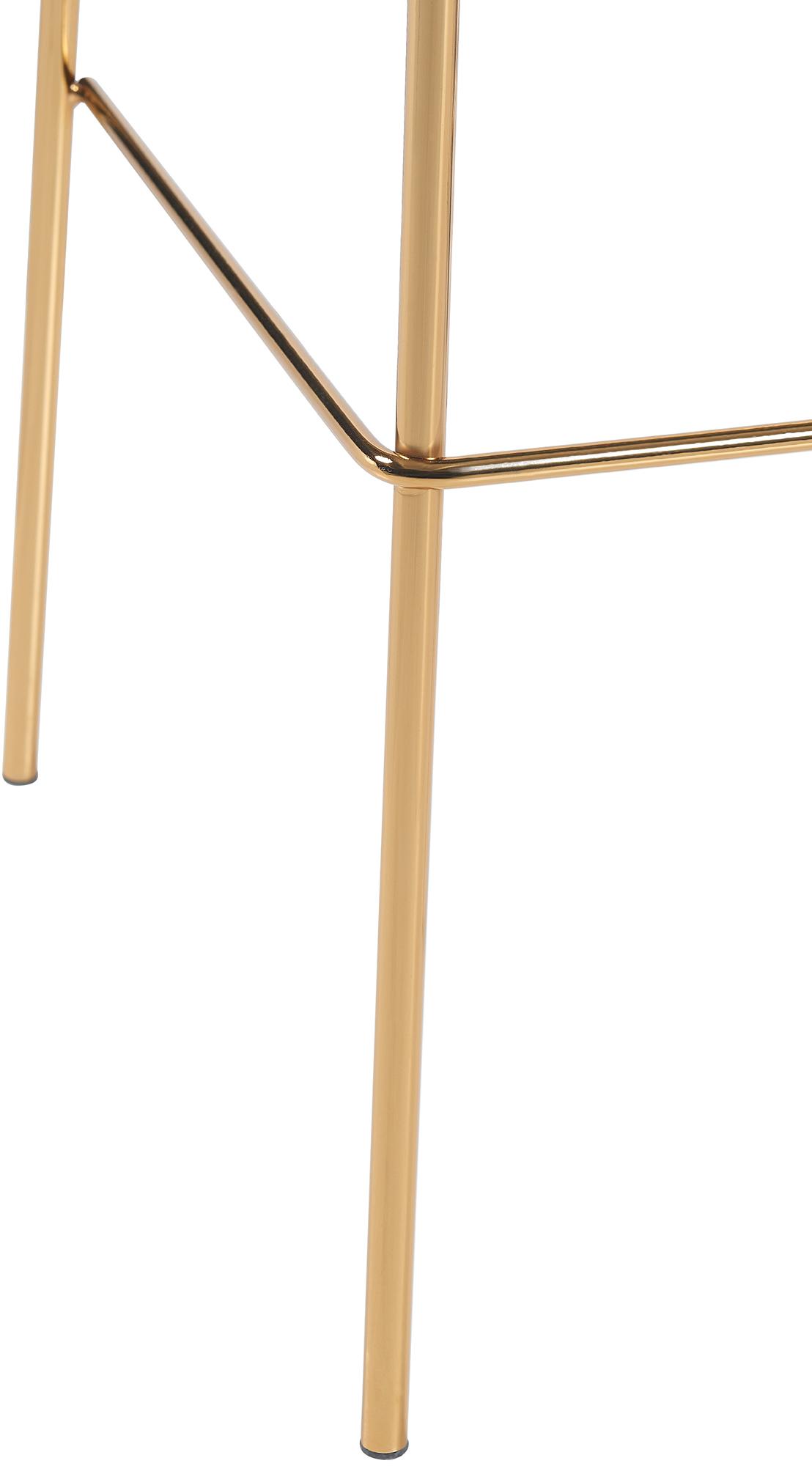 Tabouret de bar Hoover velours piètement 4 pieds or