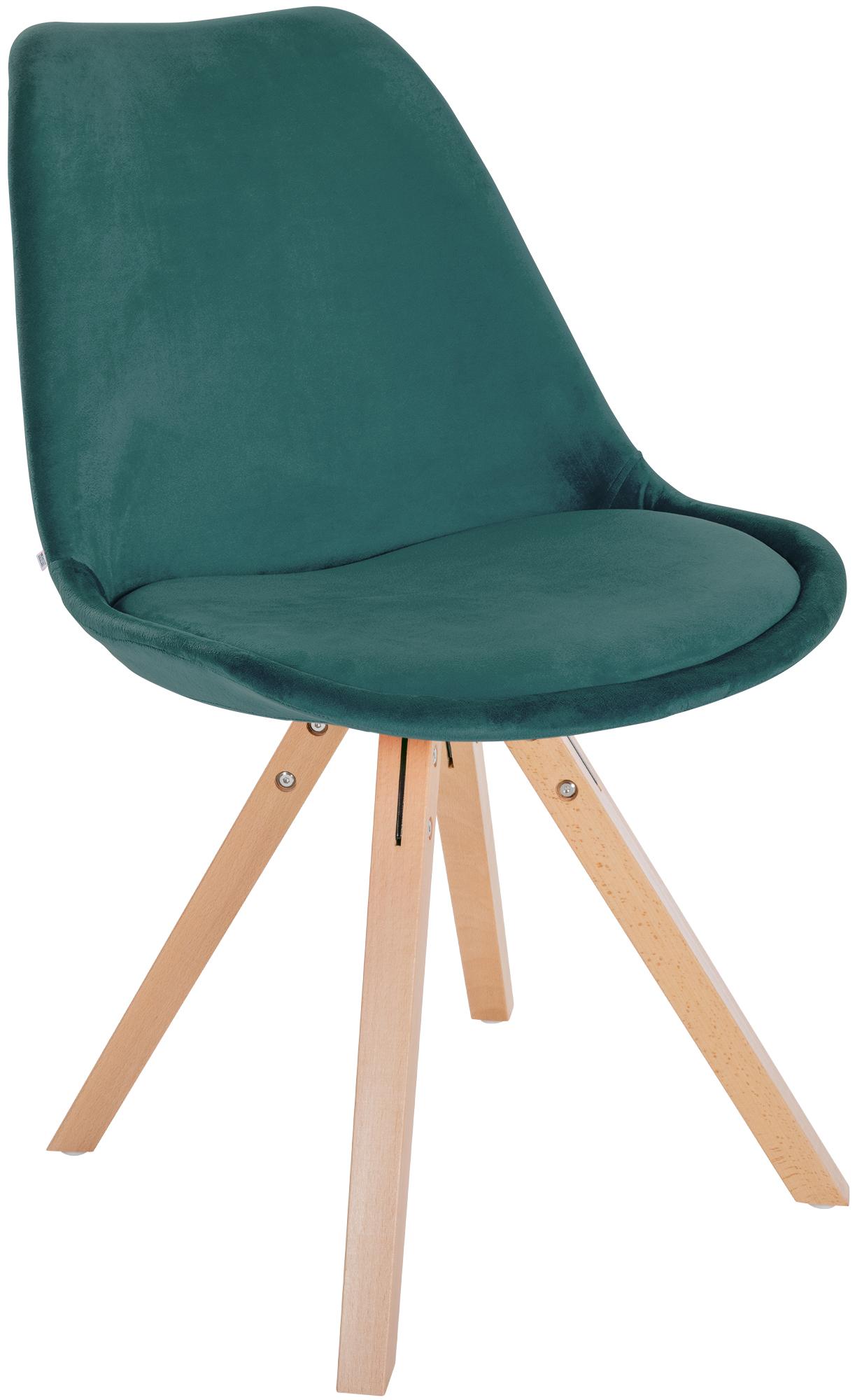 Lot de 4 chaises de salle à manger Sofia en velours Pieds en bois