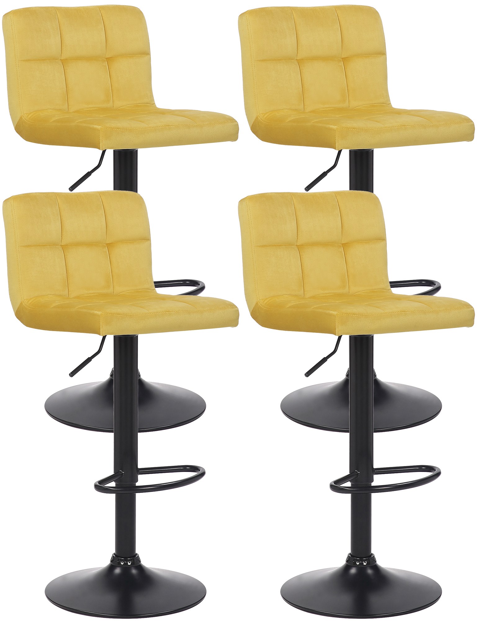 Lot de 4 tabourets de bar Feni velours