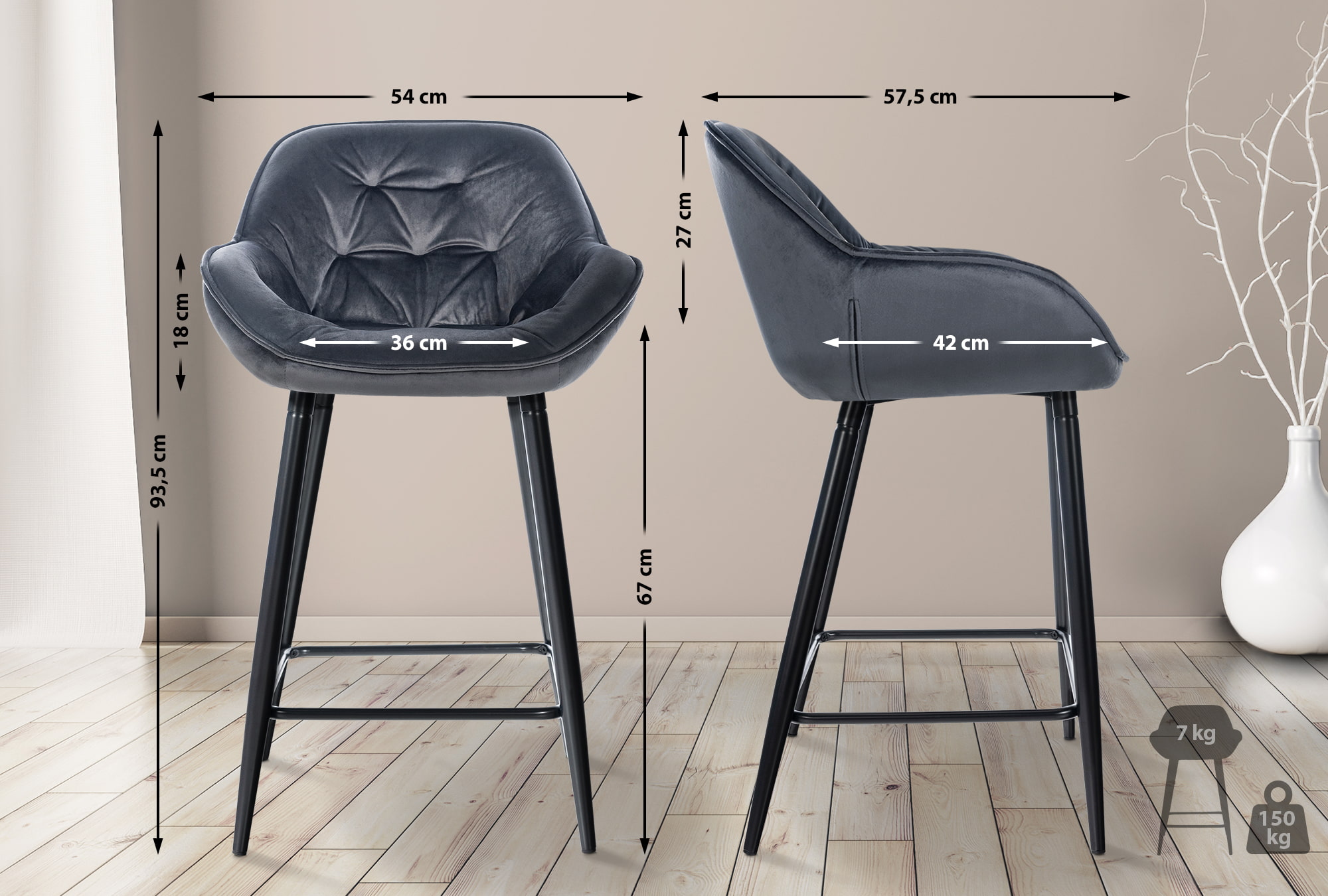 Tabouret de bar Gibson avec Pieds en Métal