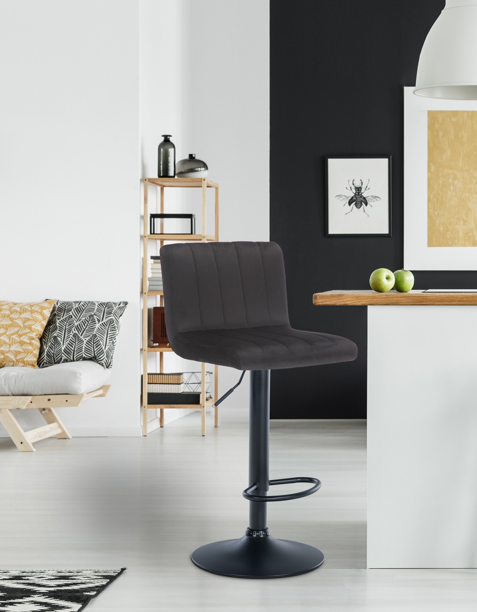 Lot de 2 tabourets de bar Jamie velours