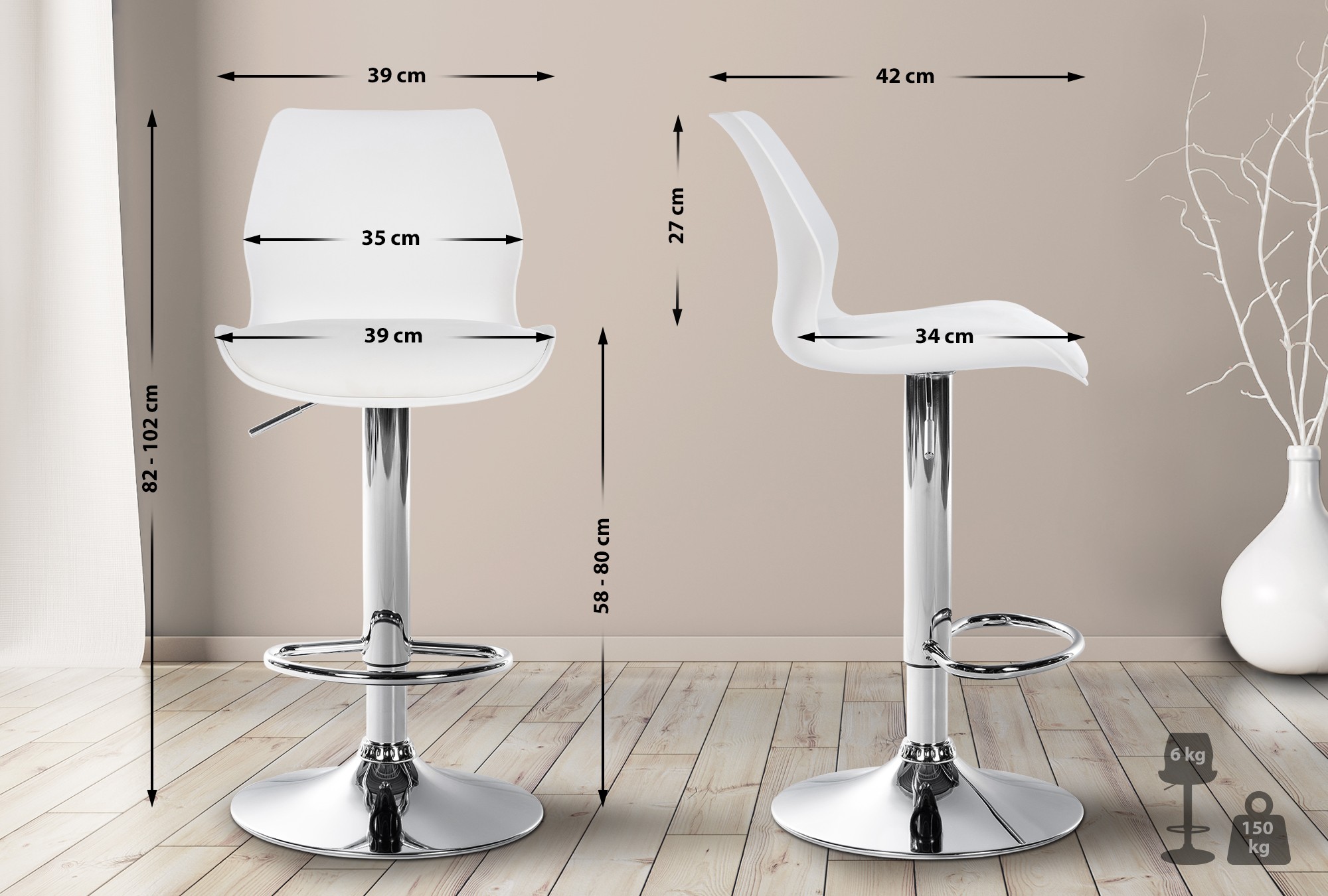 Lot de 2 tabourets de bar Gilbert