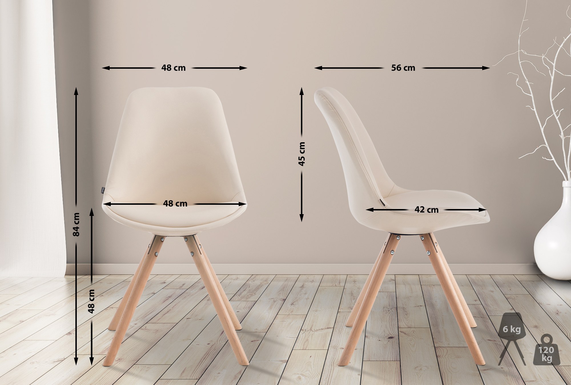 Chaise visiteur LAVAL similicuir pieds ronds