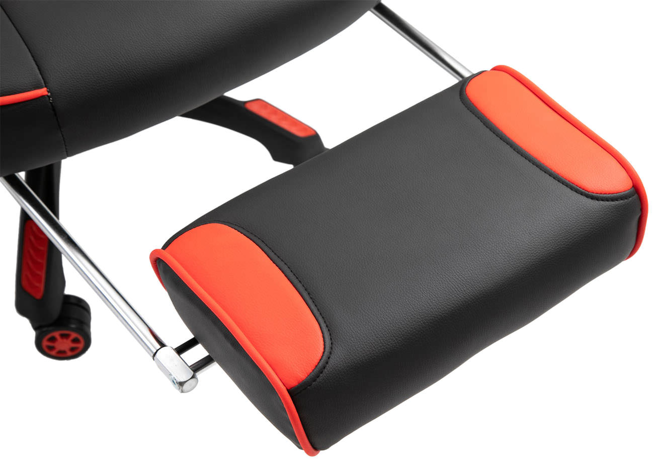 Chaise Gaming / de bureau Tilos en similicuir avec repose-pieds téléscopique