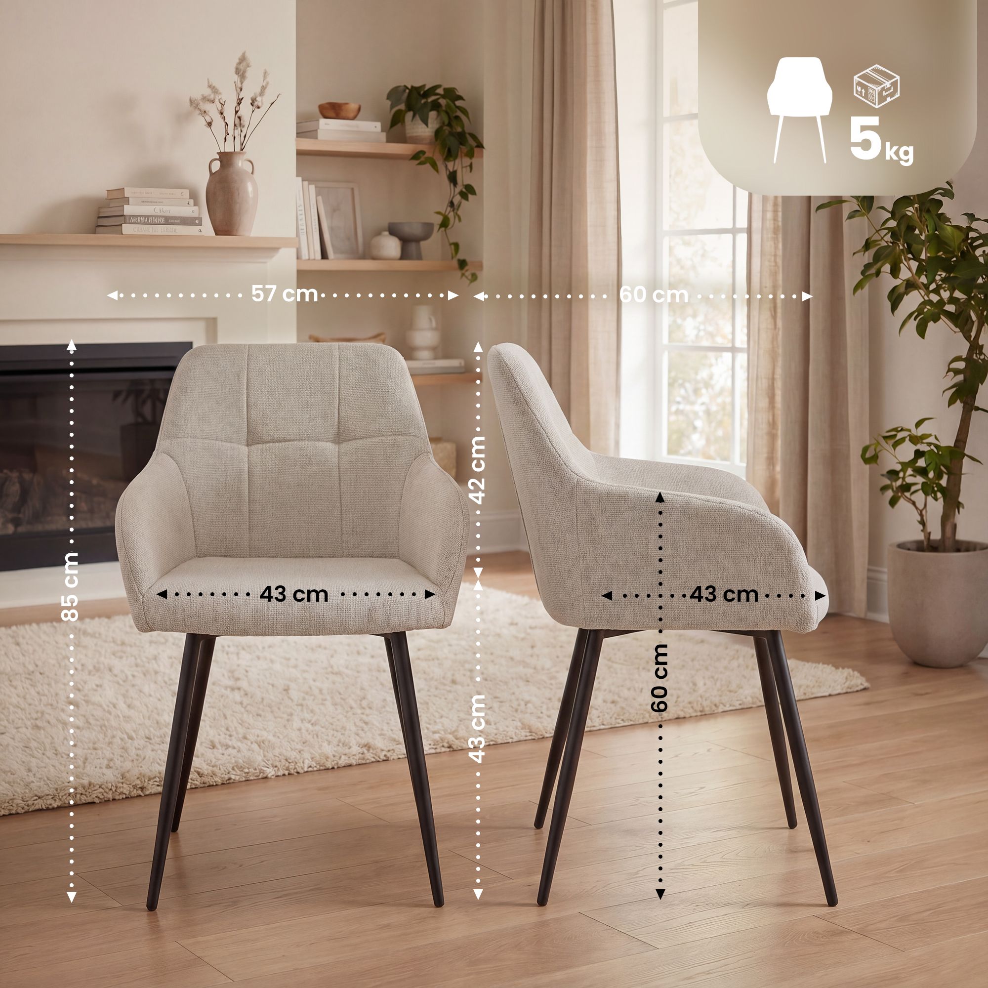 Chaise de salle à manger Fergus en tissu