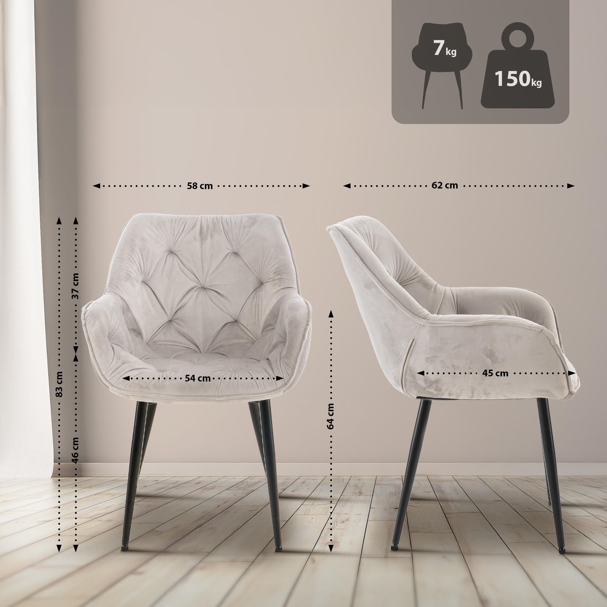Chaise de salle à manger Tanna en Velours avec Piètement en Métal noir