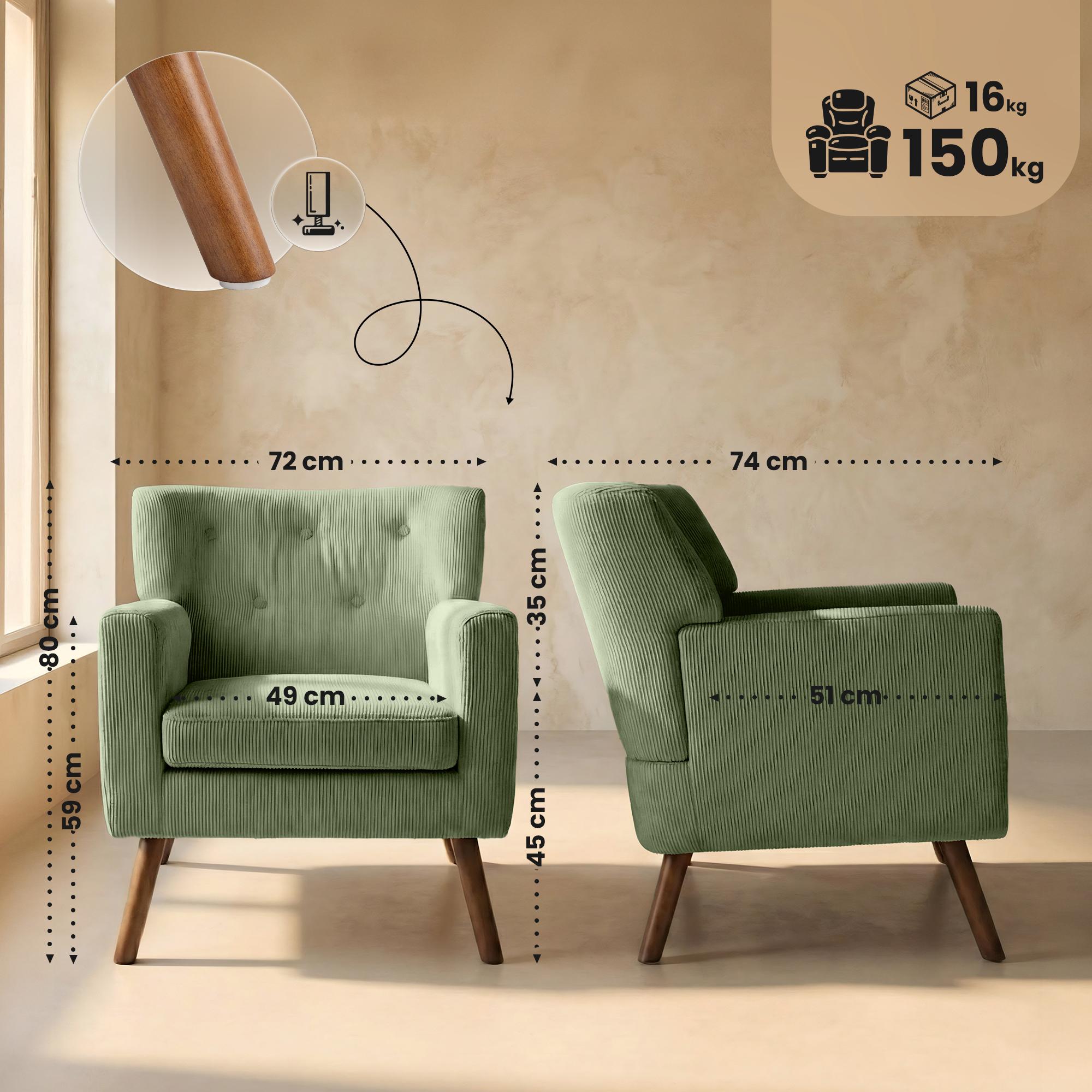 Fauteuil Kioni en velours cotele
