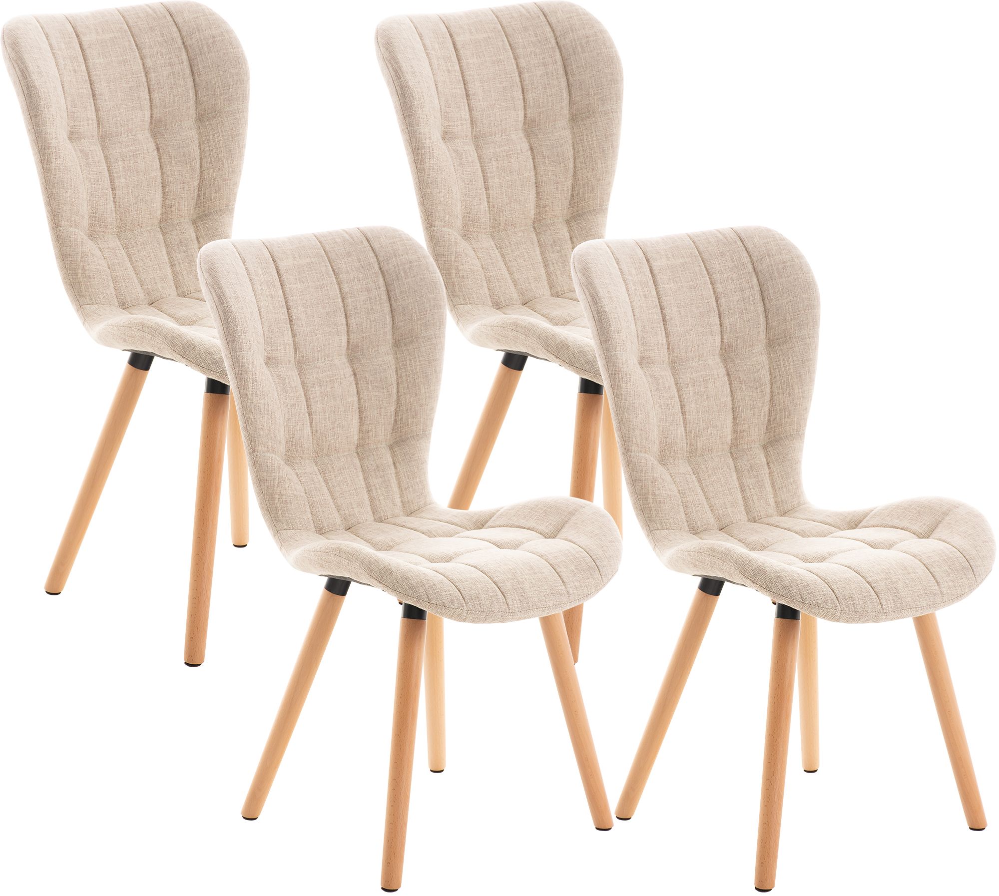 Lot de 4 chaises de salle a manger Elda en tissu