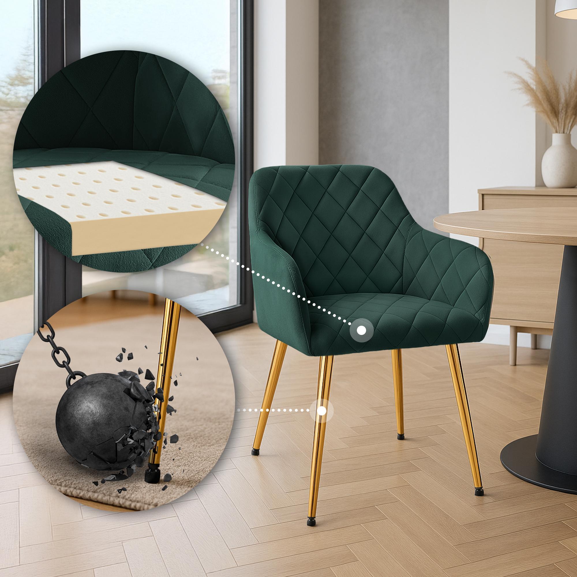 Lot de 2 chaises de salle à manger Monett velours