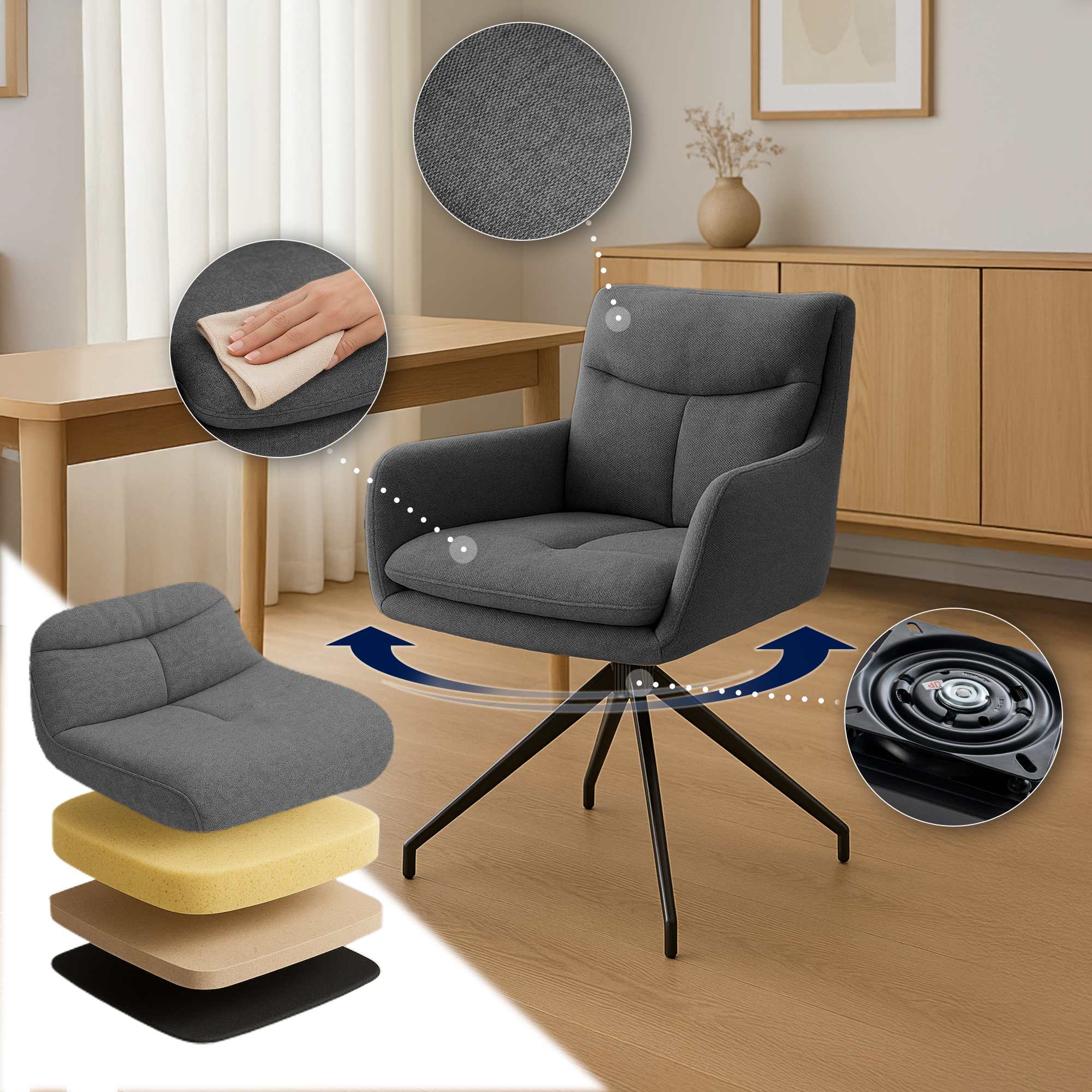 Lot de 2 chaises de salle à manger Somers tissu