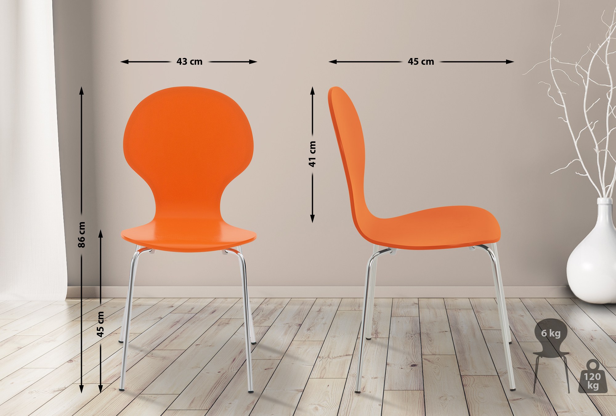 Lot de 8 chaises de visiteur Diego
