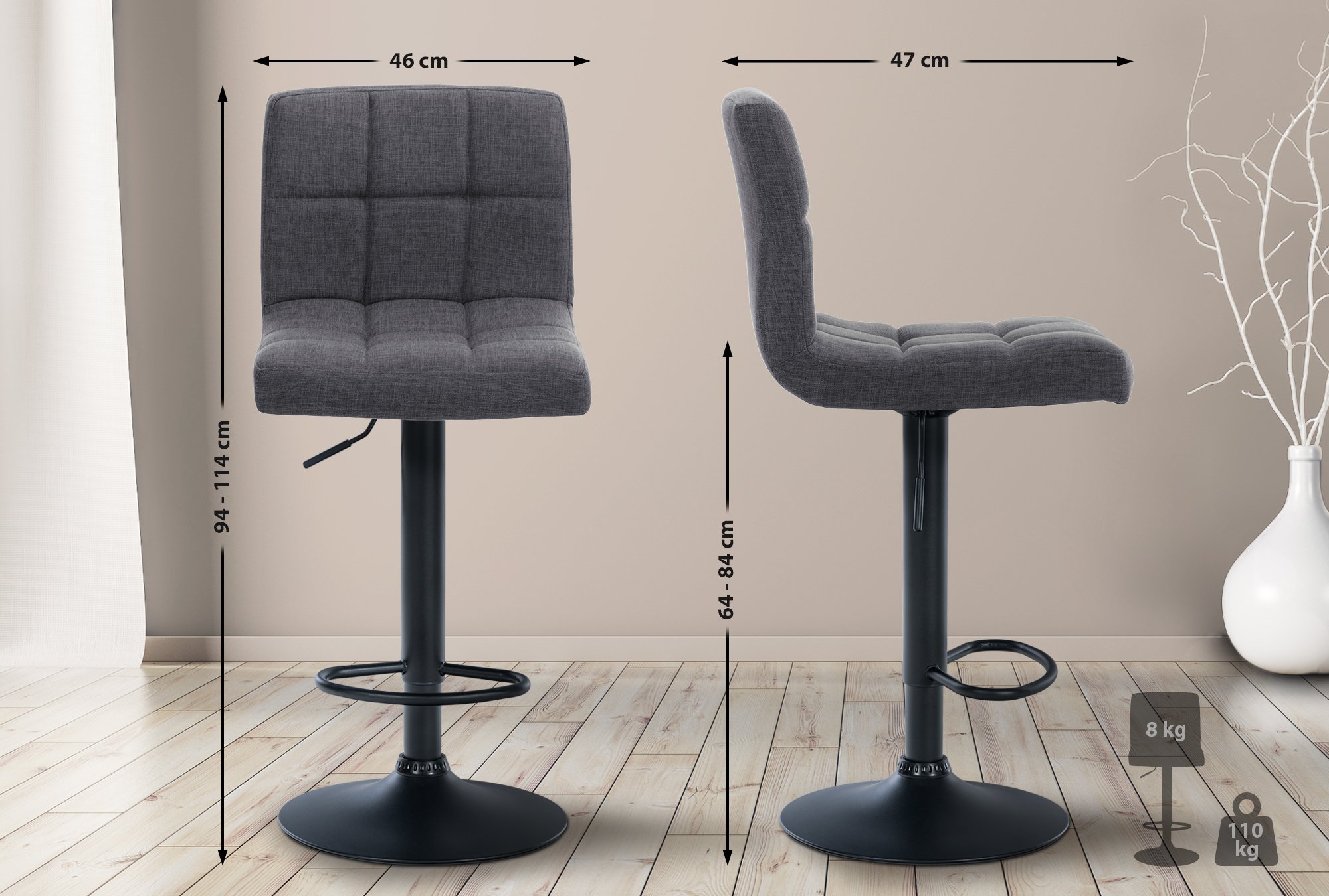 Tabouret de bar Calma Tissu