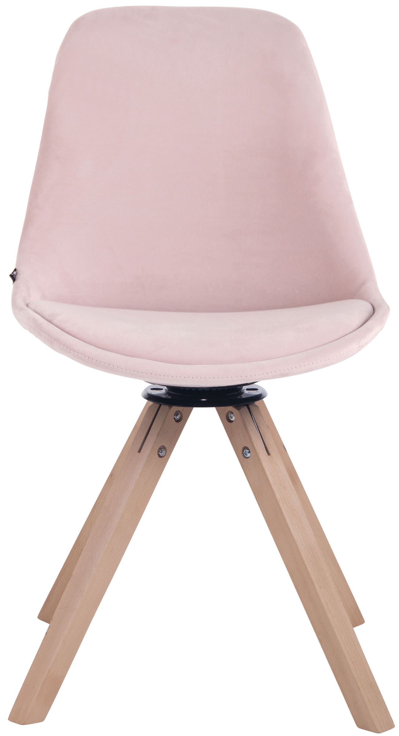 Chaise visiteur Troyes en velours avec piétement Carré en bois de hêtre ou de chêne