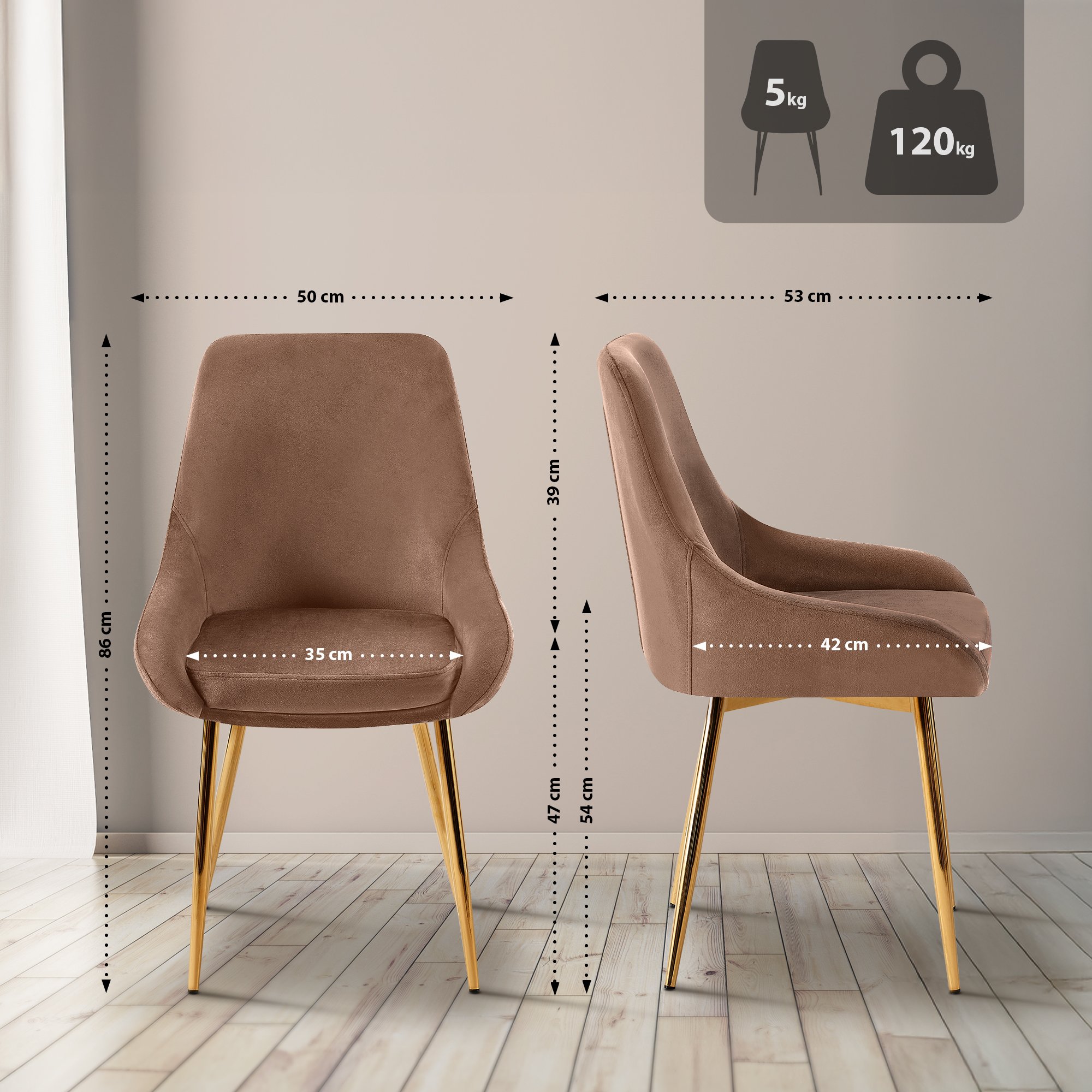 Lot de 2 chaises de salle à manger Elmira