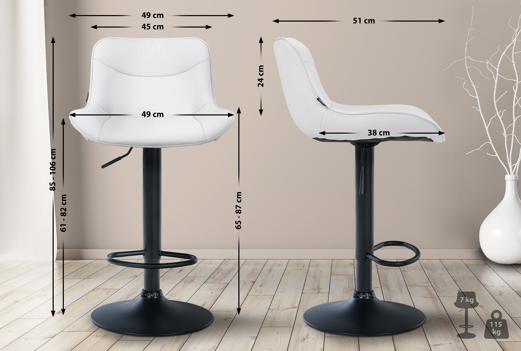 Lot de 2 tabourets de bar Vonore en similicuir