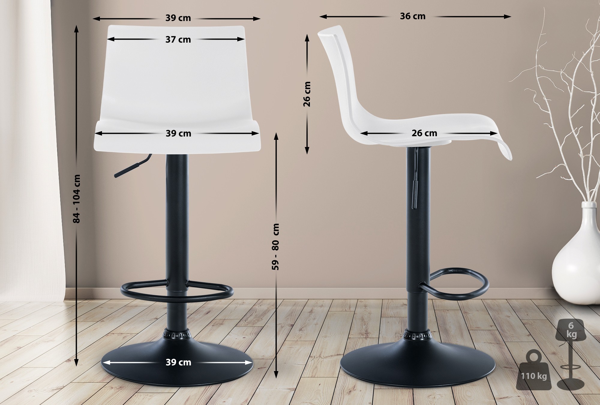 Lot de 2 tabourets de bar Branford