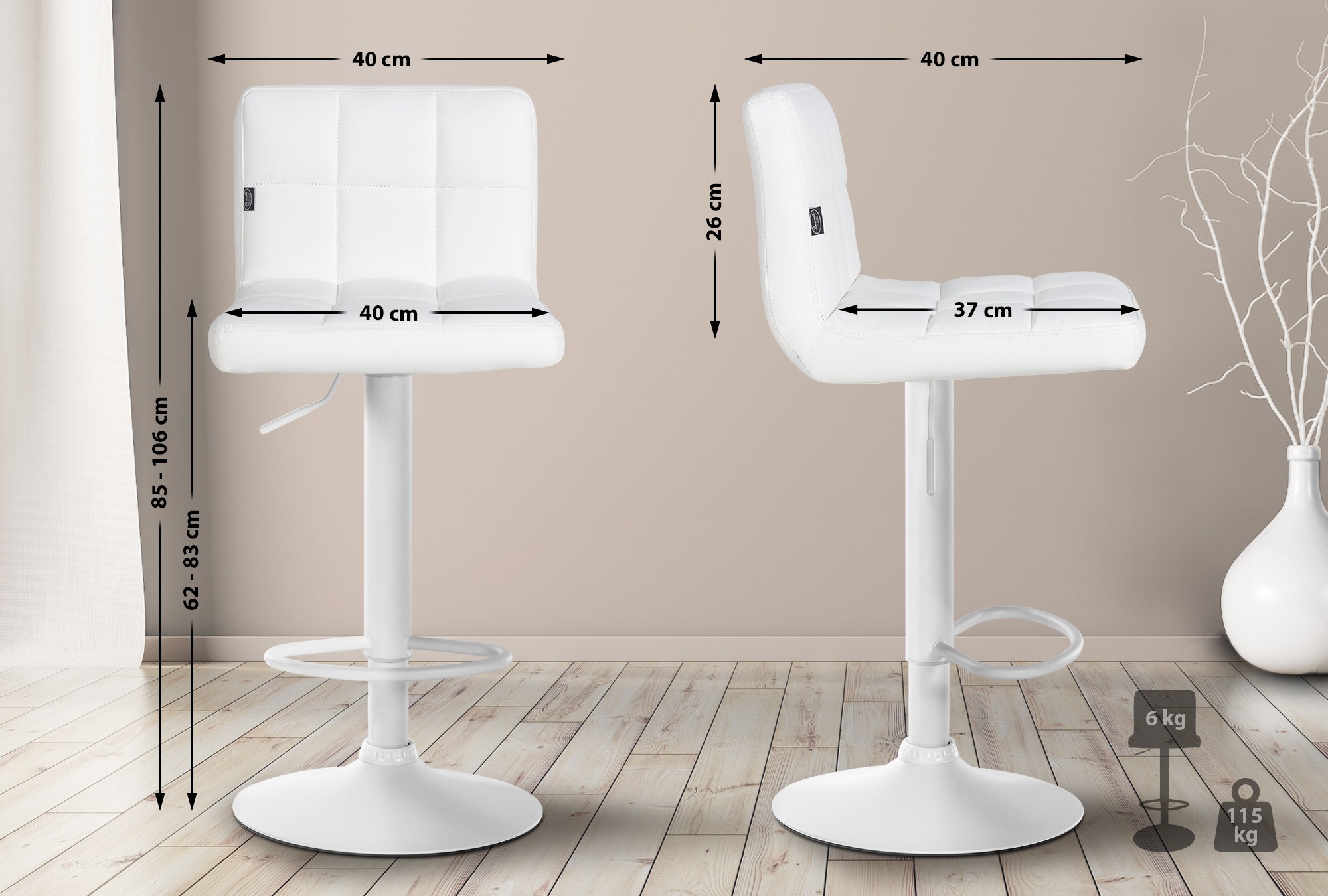 Lot de 4 tabourets de bar Feni similicuir